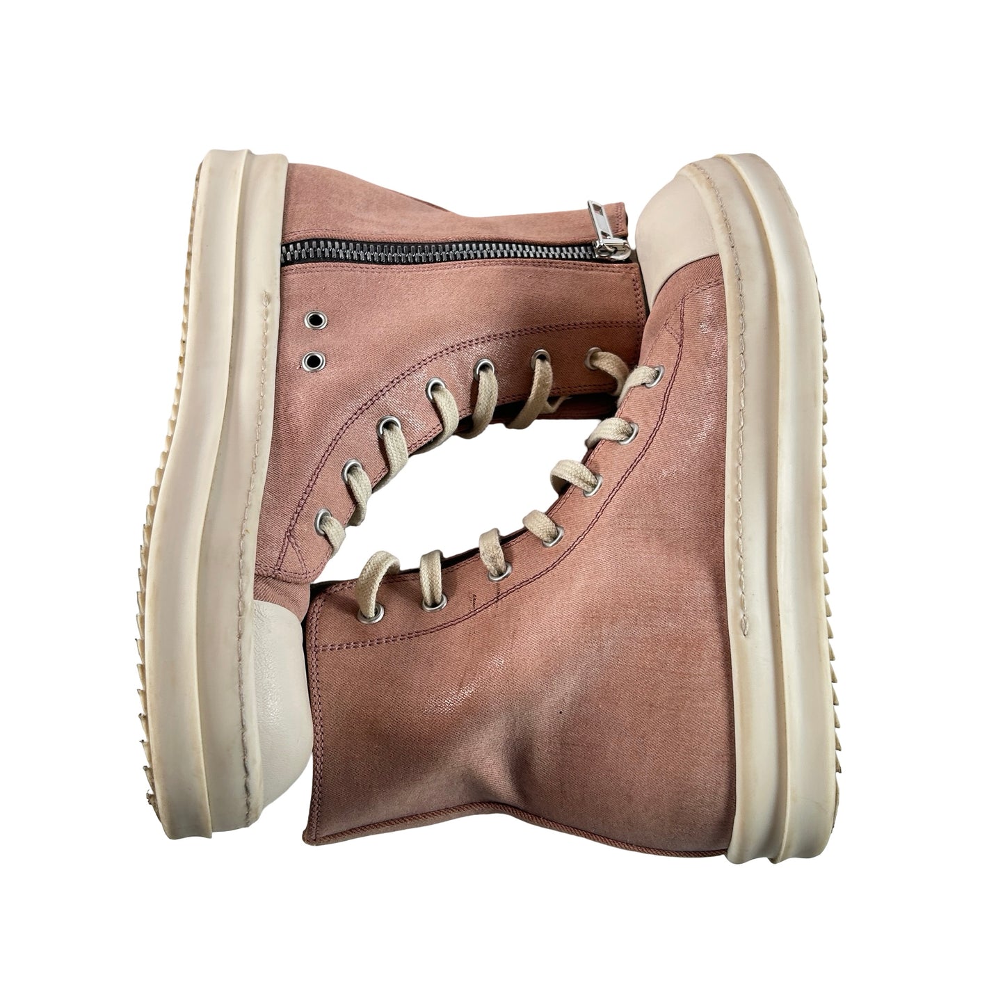BG01D4895 SCF Rick Owens Denim High Top Sneakers Dark Pink Milk [USED] - 35 EU (4 US) (Used)