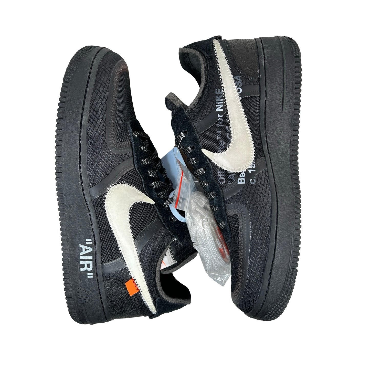 AO4606 001 Nike Air Force 1 Low Off-White Black White - 9 M (Swooshes Slightly Yellowing)