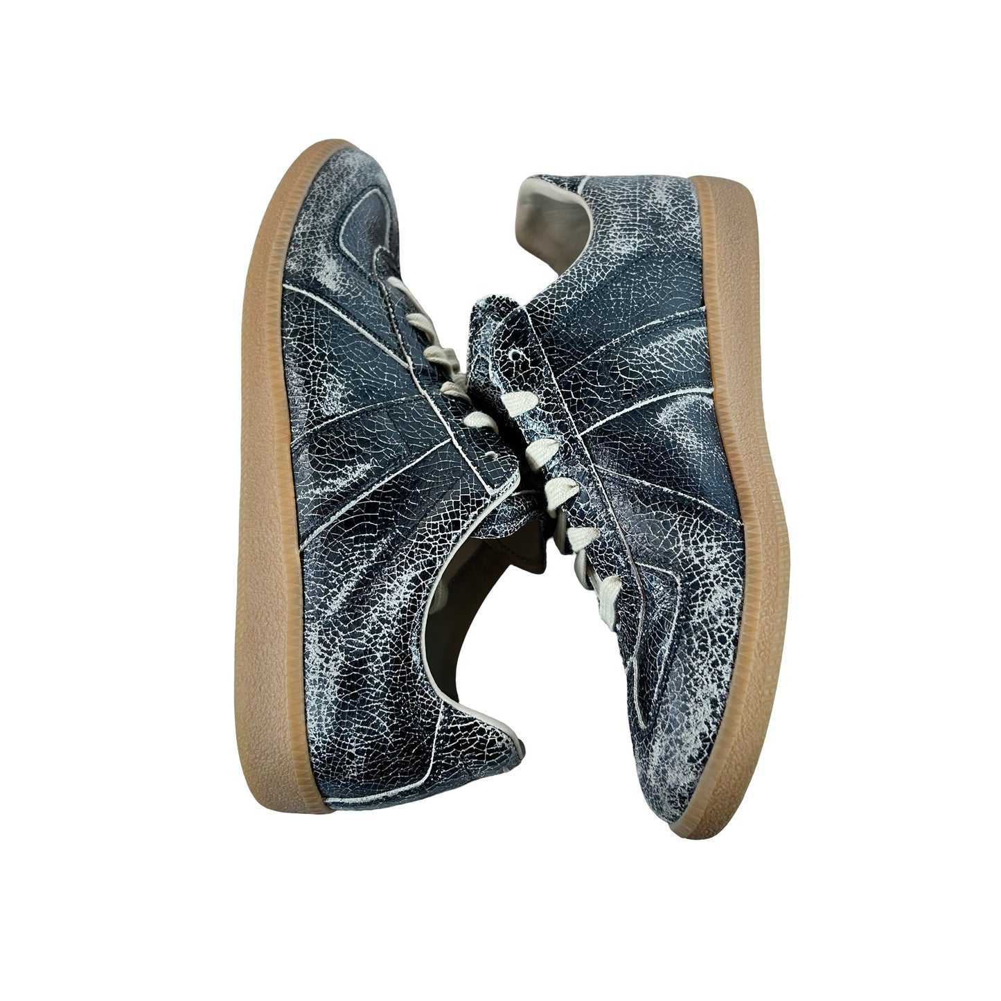S57WS0517P7424 Maison Margiela Replica Sneakers Black Cracked Leather [USED] - 43 EU / US 10 M (Used) (No Box)