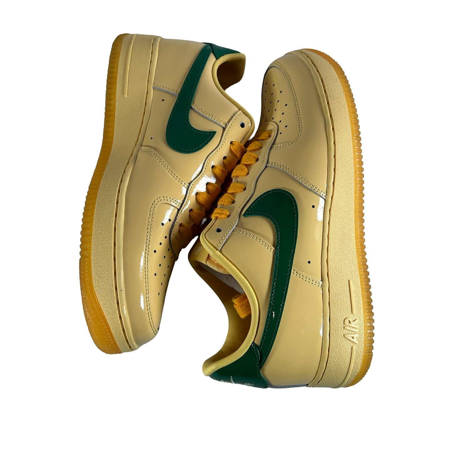 IO4489 700 Nike Air Force 1 Low Patent Leather Topaz Gold Pine Green [USED] - 9 M (VNDS)