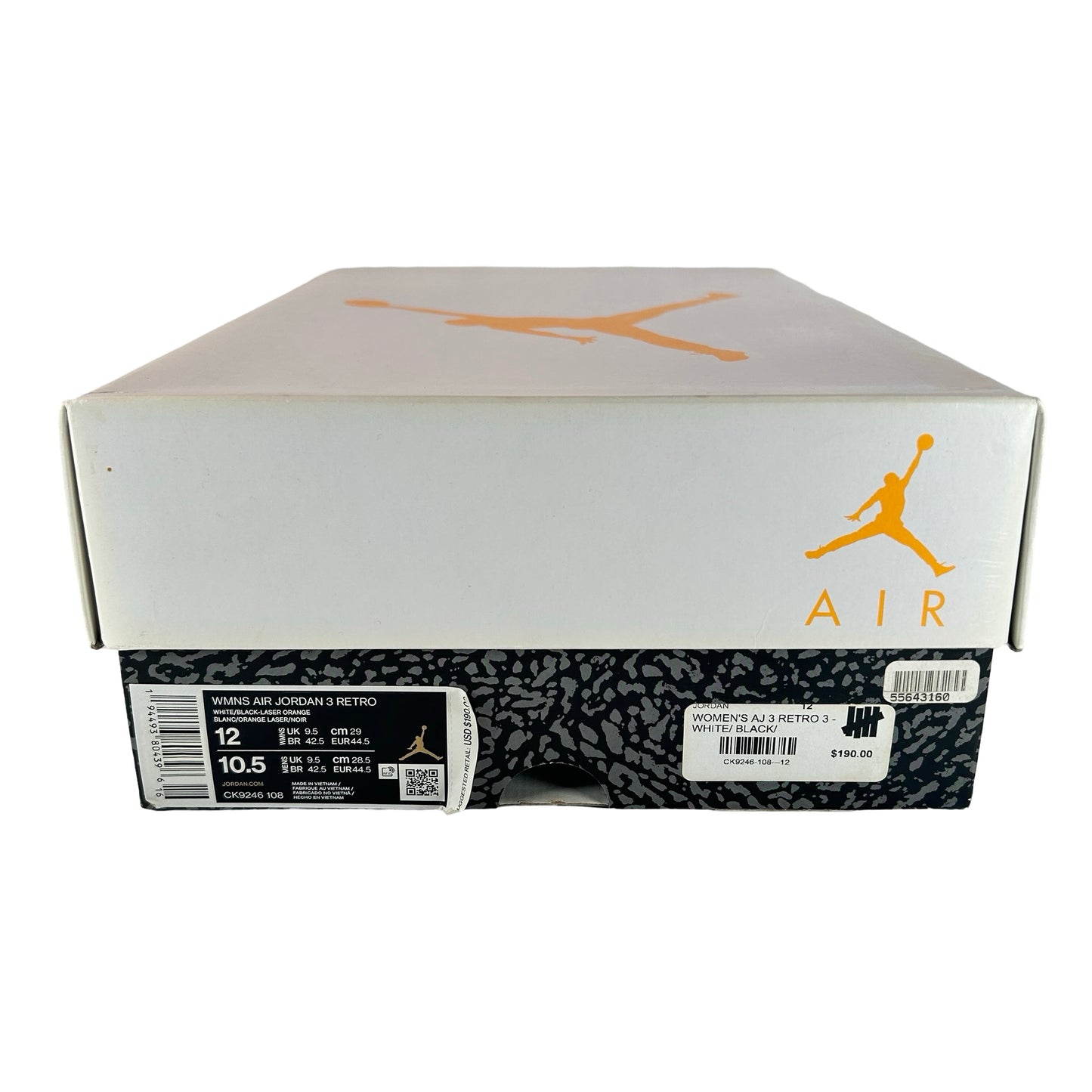 CK9246 108 Jordan 3 Retro Laser Orange (Women's) [USED] - 12 W (Used)