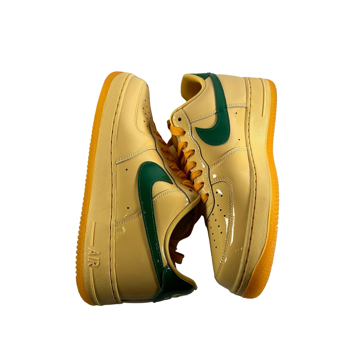 IO4489 700 Nike Air Force 1 Low Patent Leather Topaz Gold Pine Green [USED] - 10 M (Used)