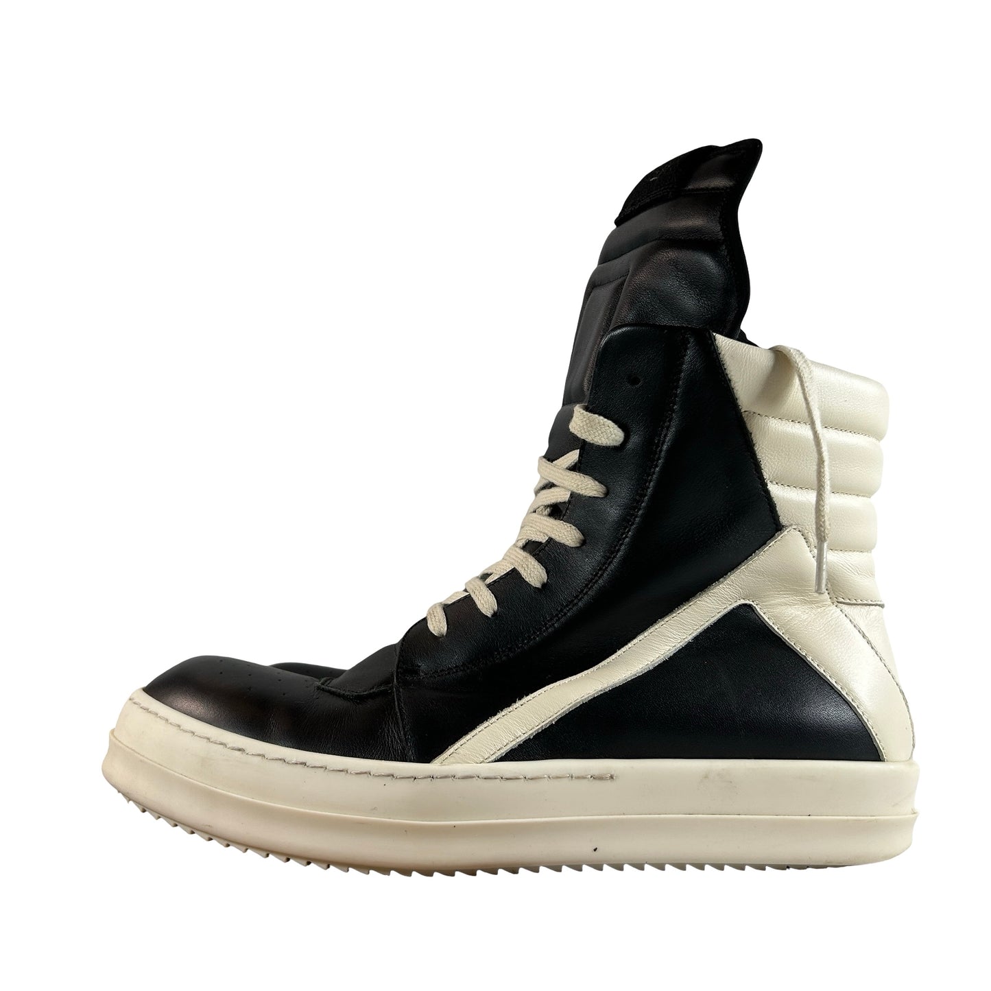 RU01B1894 LPO 9111 Rick Owens Geobasket High 'Black Milk' [USED] - 42 EU (Used)