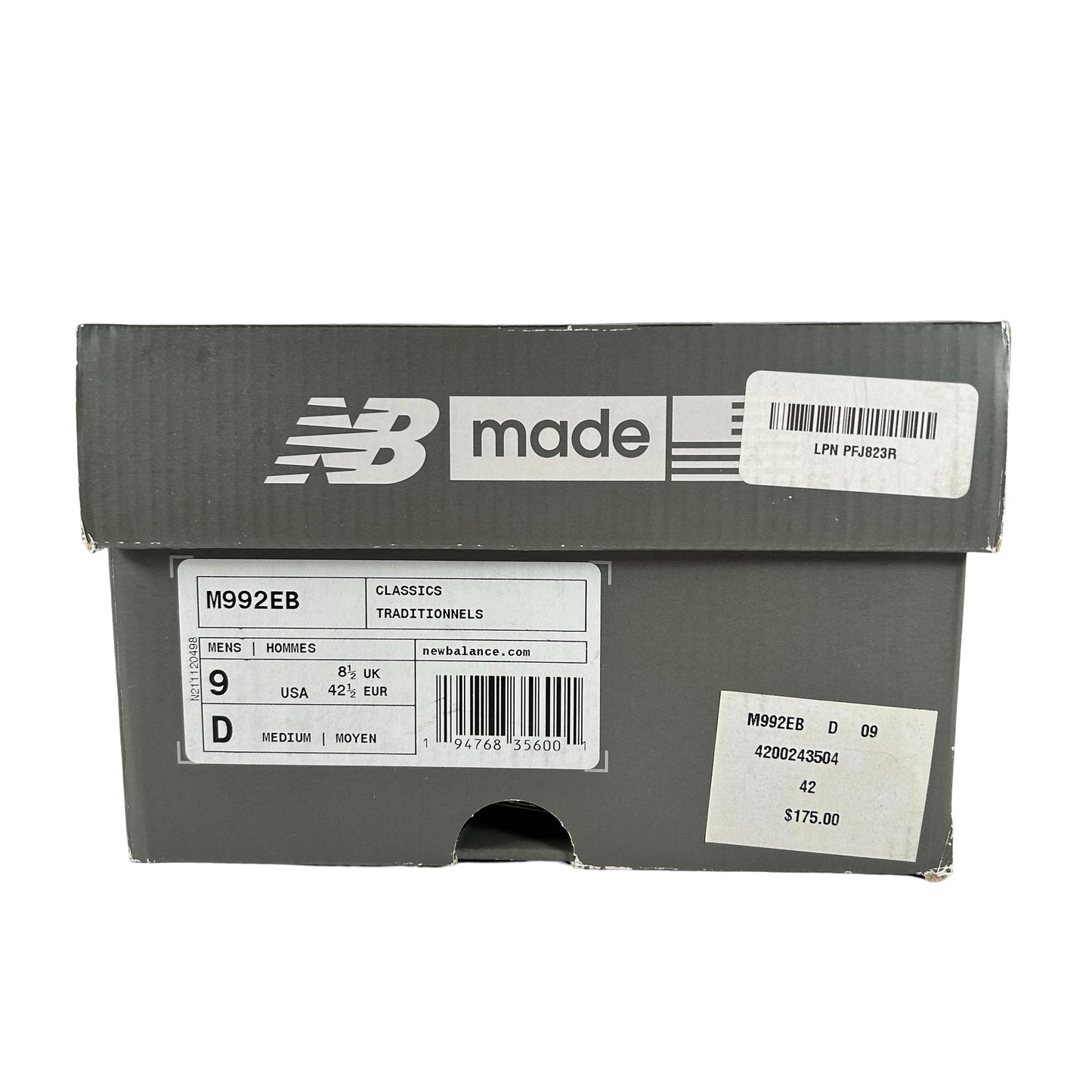 M992EB New Balance 992 Black Grey Suede [USED] - 9 M (Used)