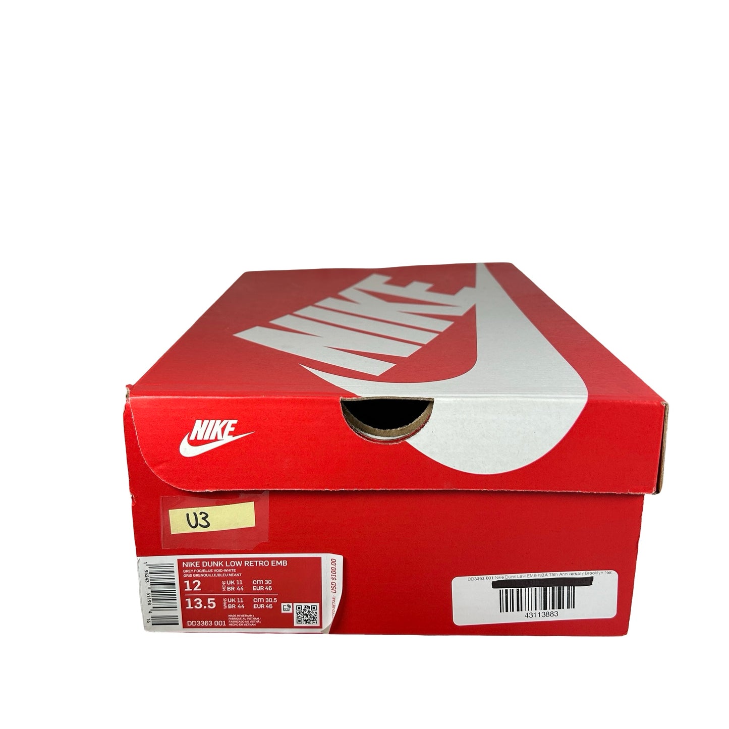DD3363 001 Nike Dunk Low EMB NBA 75th Anniversary Brooklyn Nets [USED] - 12 M (Used3)