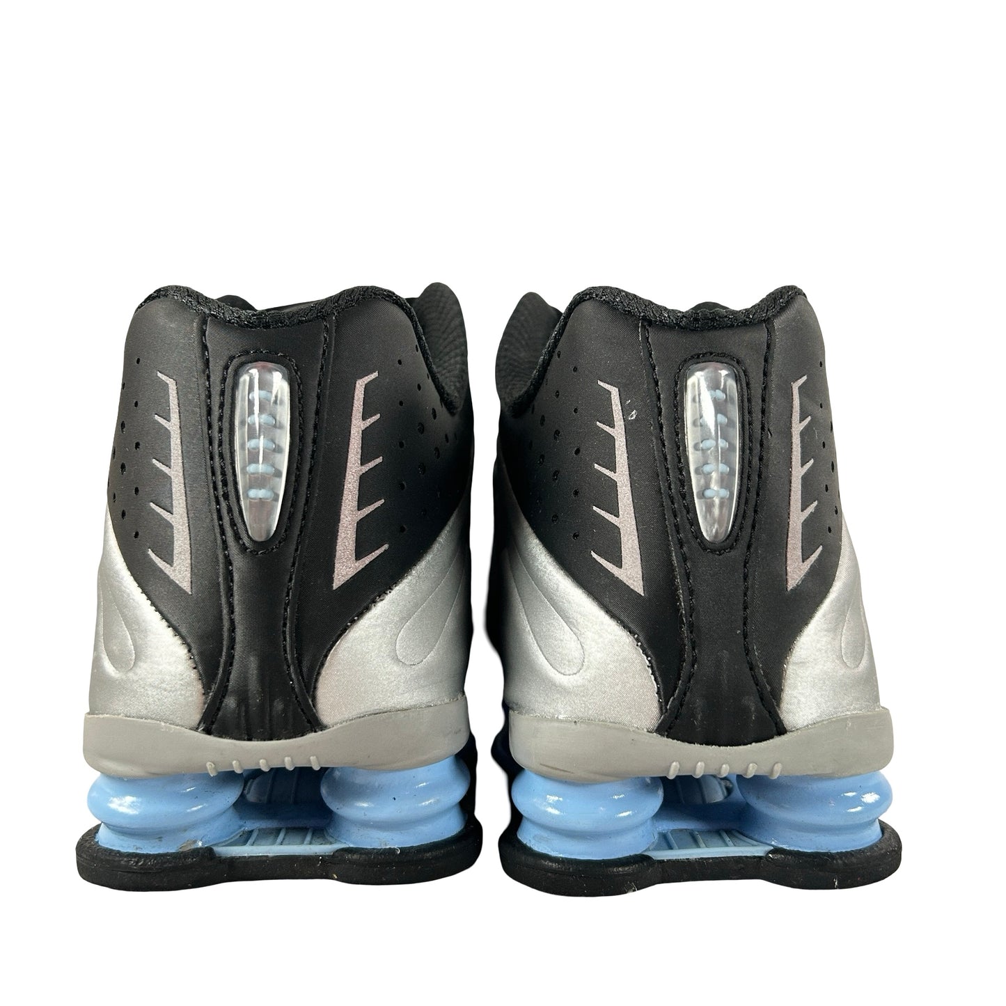 HQ1988 004 Nike Shox R4 Metallic Silver Black Psychic Blue [USED] -  9 M (Used)
