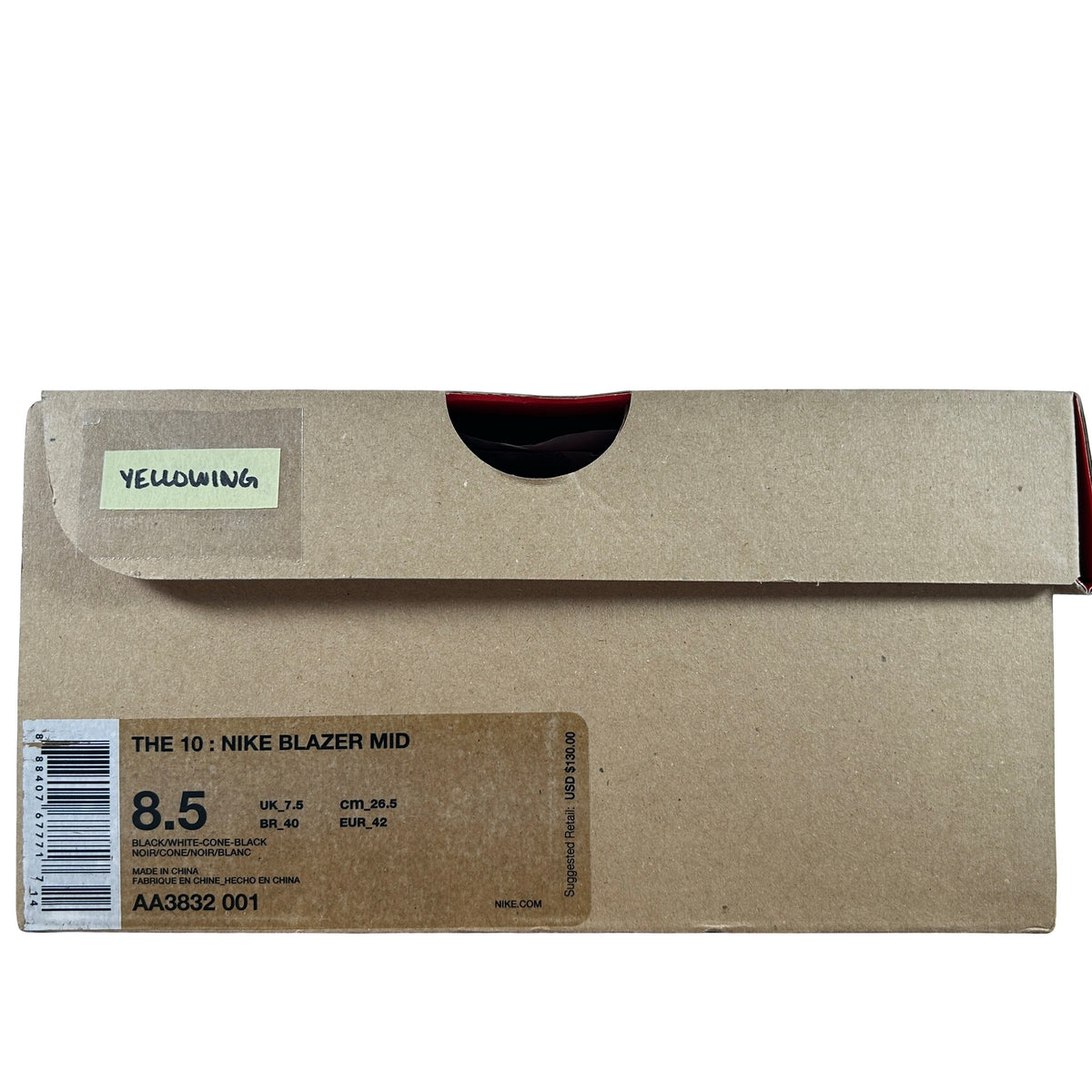 AA3832 001 Nike Blazer Off-White Black - 8.5 M (Yellowing)