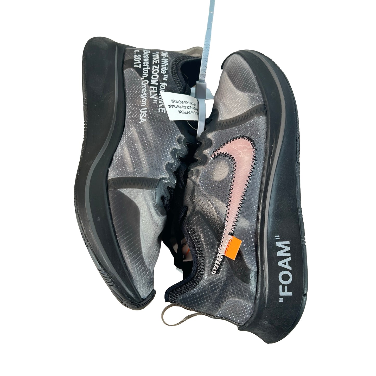 AJ4588 001 Nike Zoom Fly Off-White Black Silver - 6 M (Yellowing)