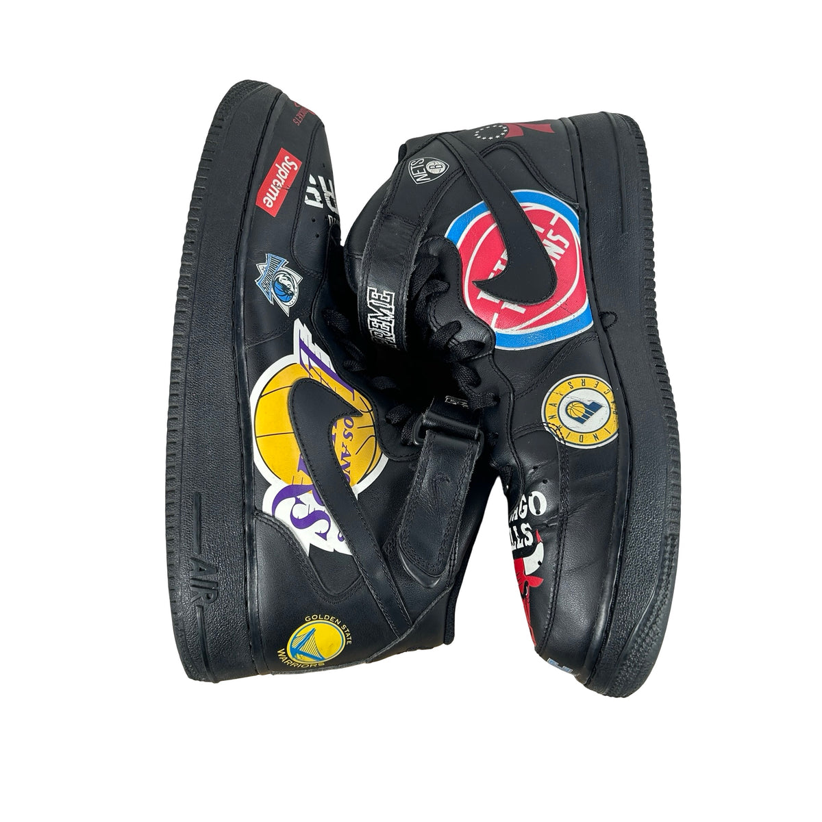 AQ8017 001 Nike Air Force 1 Mid Supreme NBA Black [USED] - 12 M (Used) (No Box)