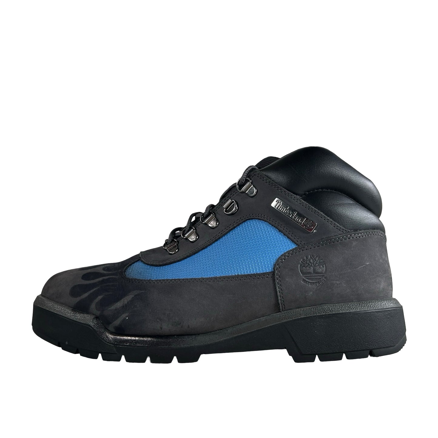 TB0A5PV4 W08 Timberland Field Boot Mid Grey Nubuck Blue Loso Flames [USED] - 11 M (Used)