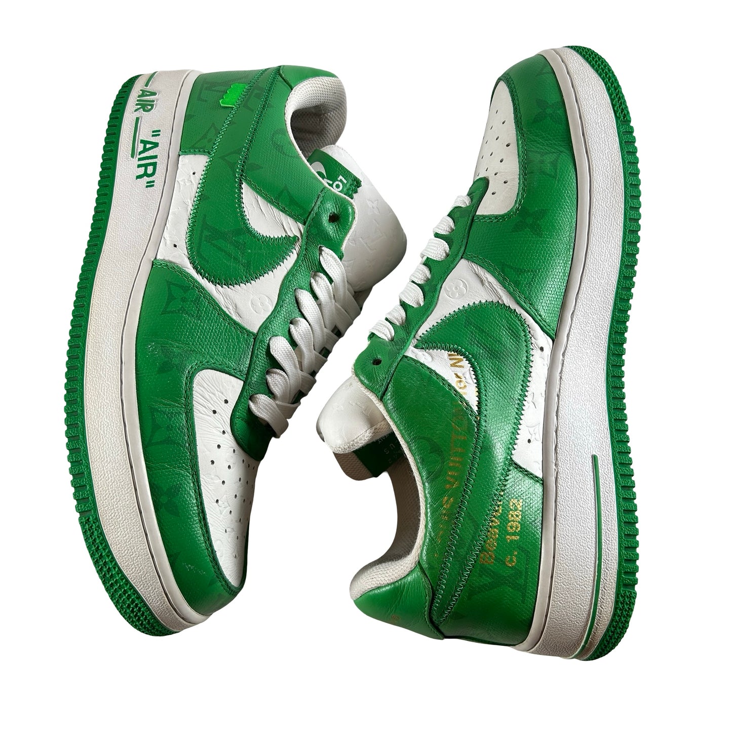 1A9VAU Louis Vuitton Nike Air Force 1 Low By Virgil Abloh White Green [USED] - 9 M (Used2)