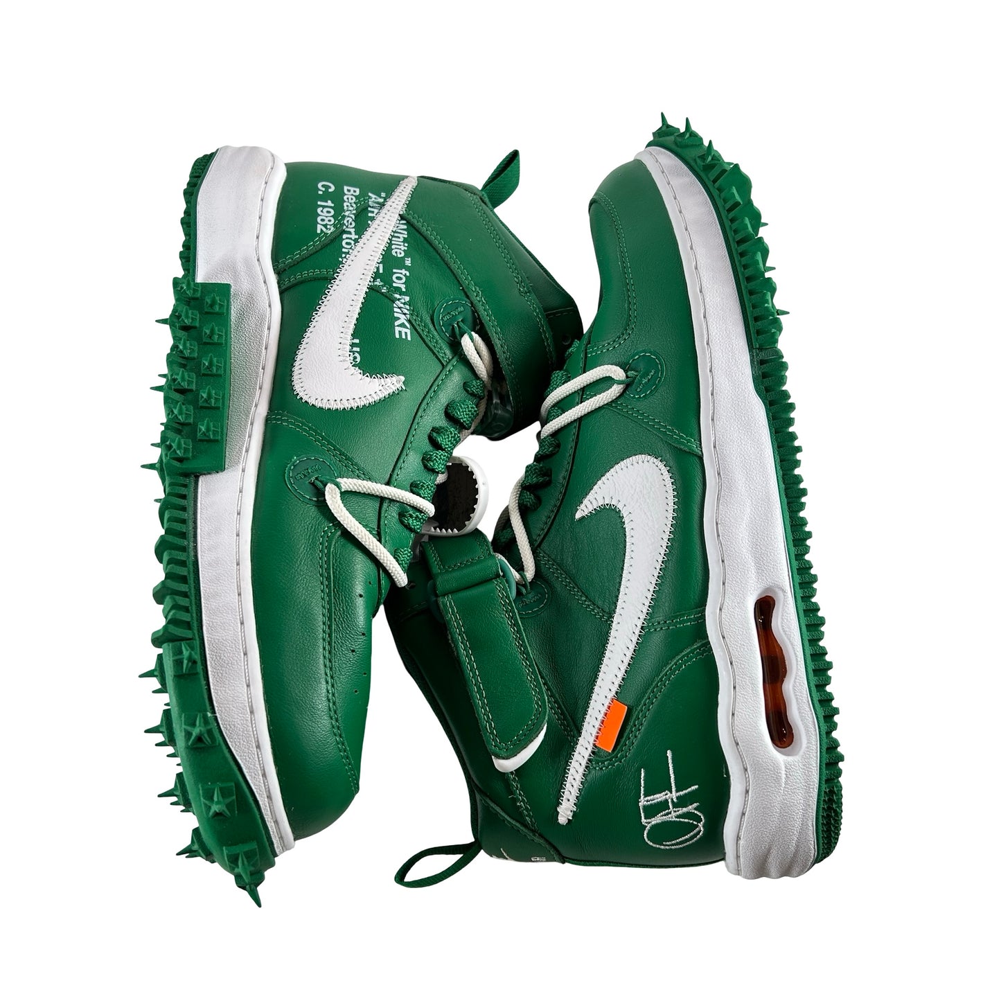 DR0500 300 Nike Air Force 1 Mid Off-White Pine Green [USED] - 12 M (Used) (No Box)