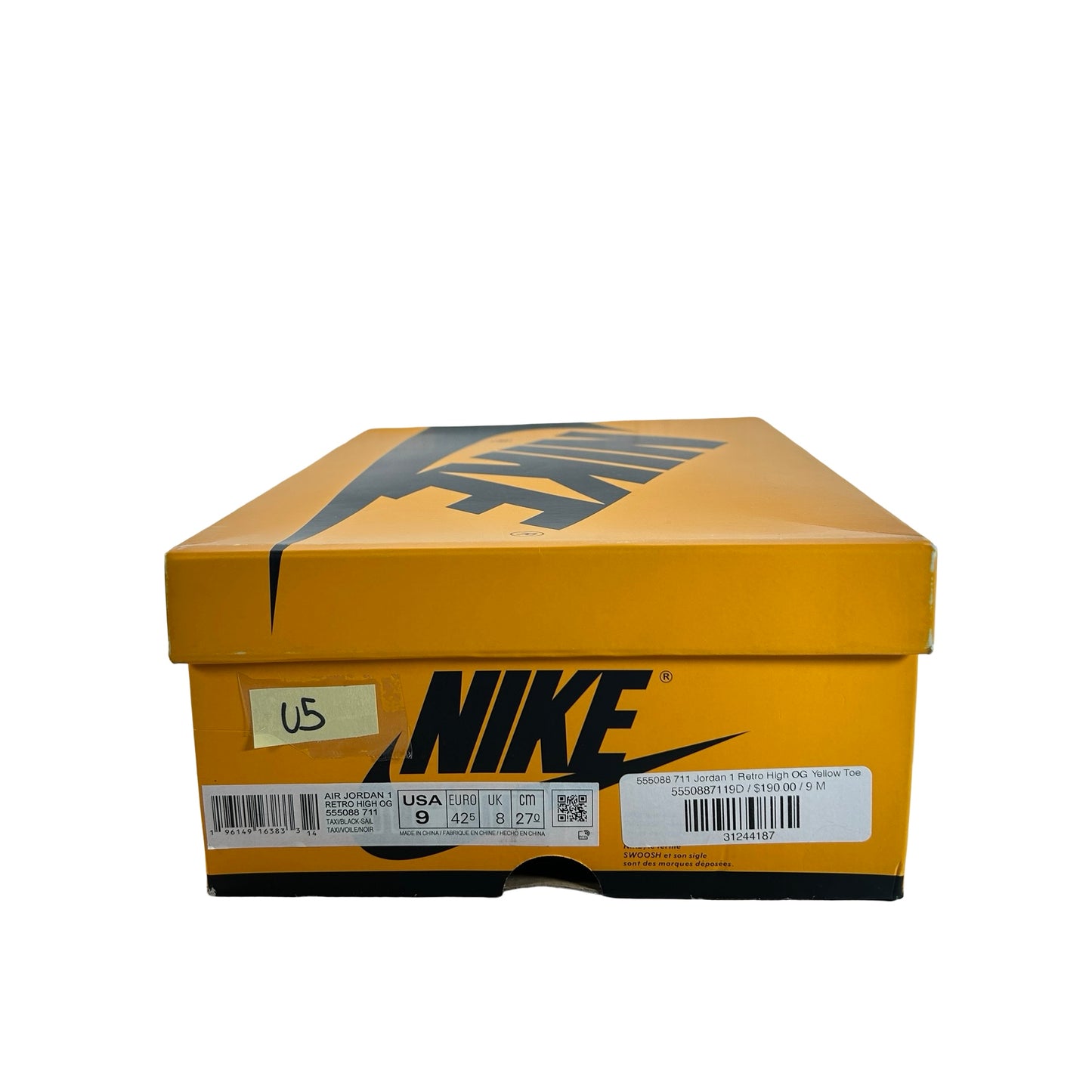 555088 711 Jordan 1 Retro High OG Yellow Toe [USED] - 9 M (Used5)