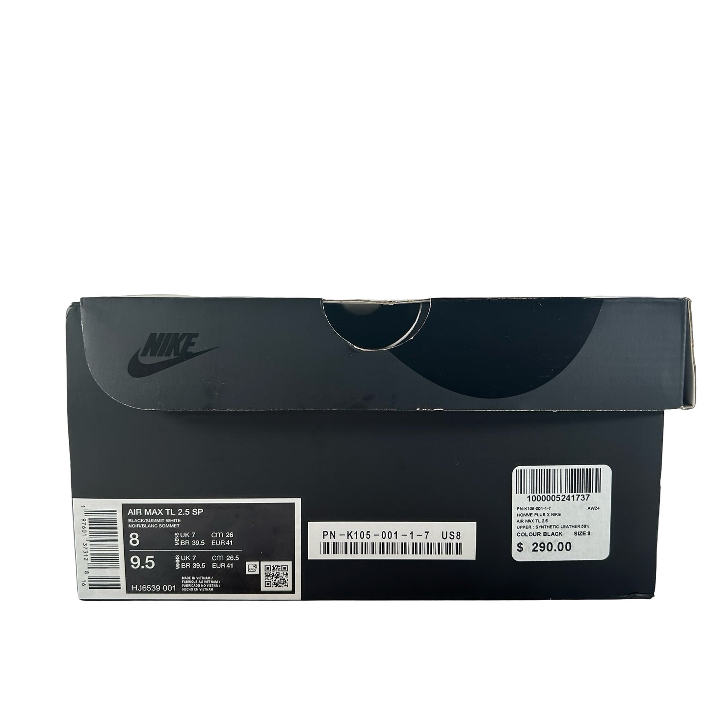 HJ6539 001 Nike Air Max TL 2.5 Comme des Garcons Homme Plus Black [USED] - 8 M (Used)