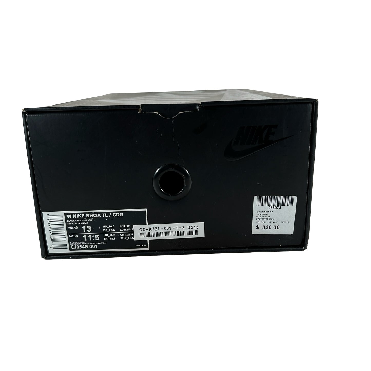 CJ0546 001 Nike Shox TL Comme des Garcons Black (W) - 13 W (Used)