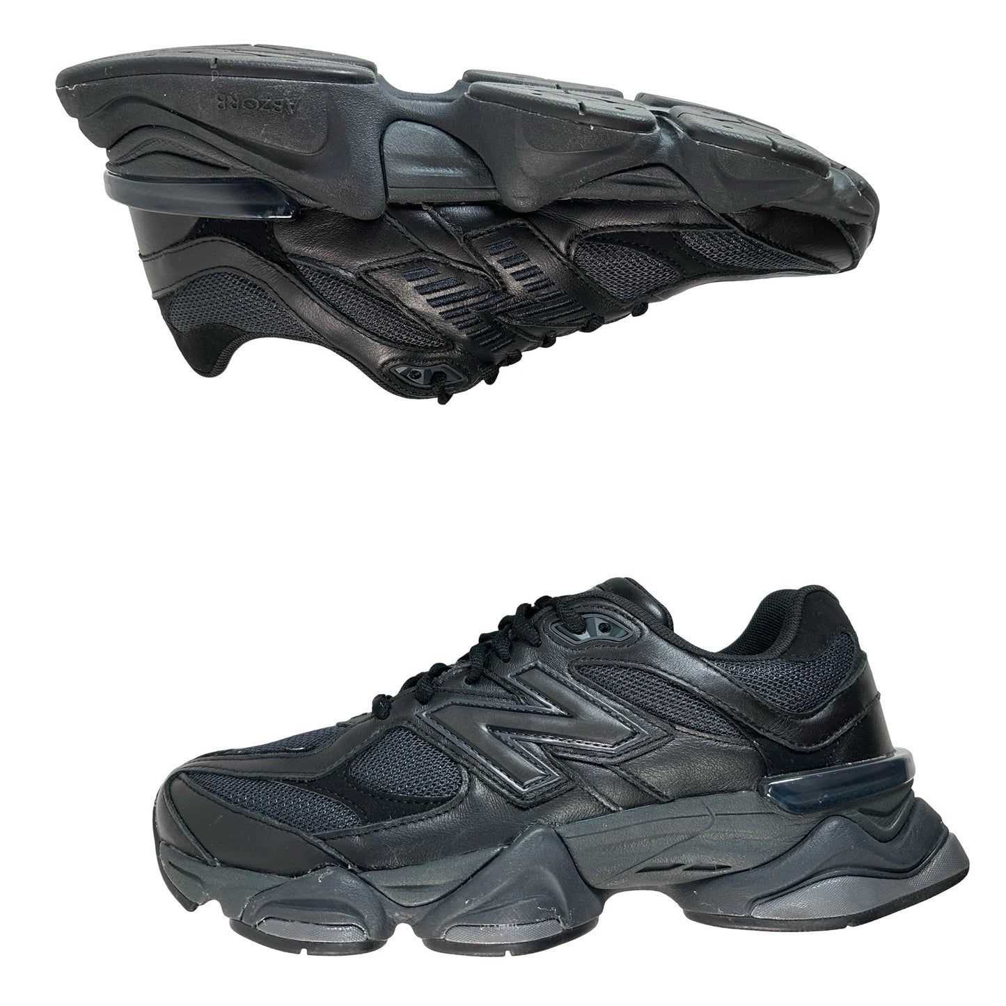 U9060NRI New Balance 9060 Triple Black Leather [USED] - 8.5 M (Used) (No Box)