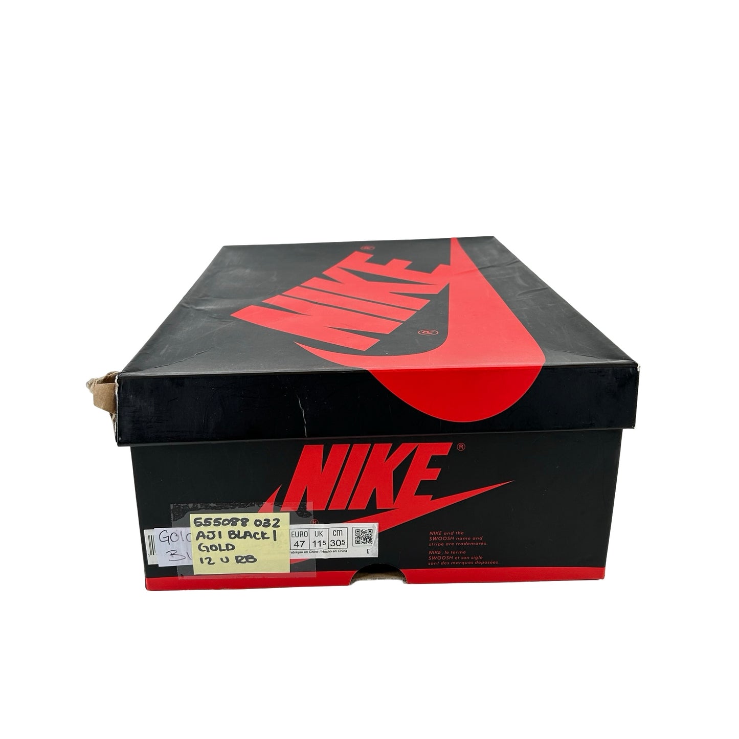 555088 032 Jordan 1 Black/Gold [USED] - 12 M (Used) (Replace Box)
