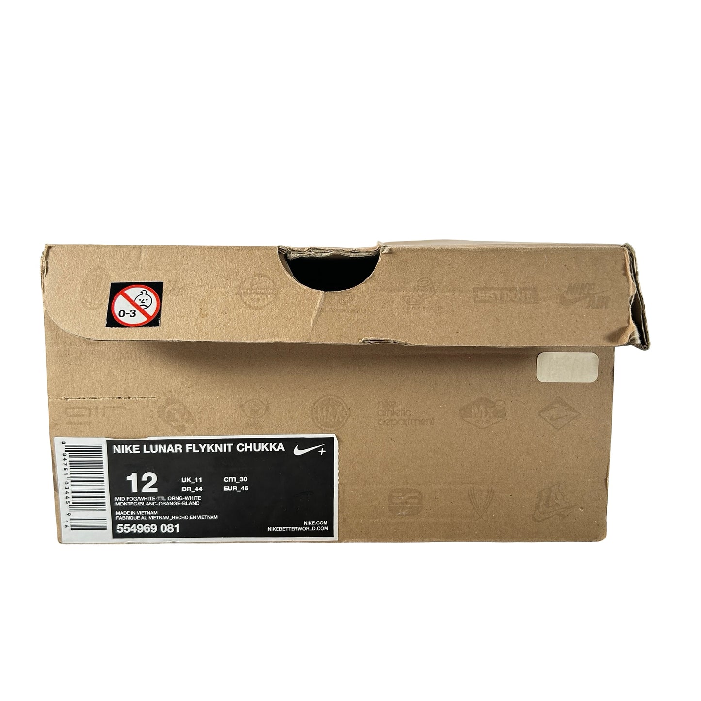 554969 081 Nike Lunar Flyknit Chukka Midnight Fog Total Orange [USED] - 12 M (Used)