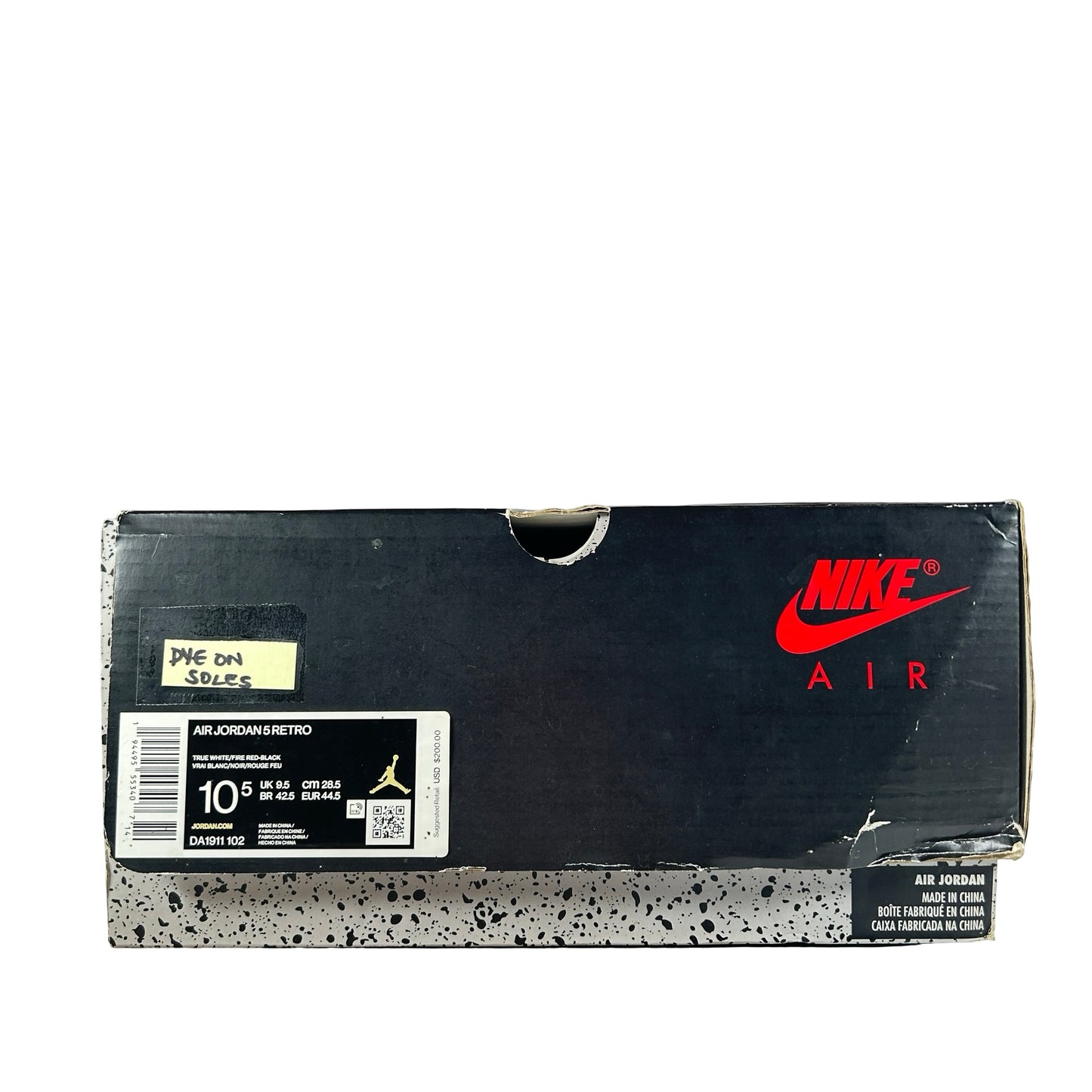 DA1911 102 Jordan 5 Fire Red - 10.5 M (Dye On Soles)