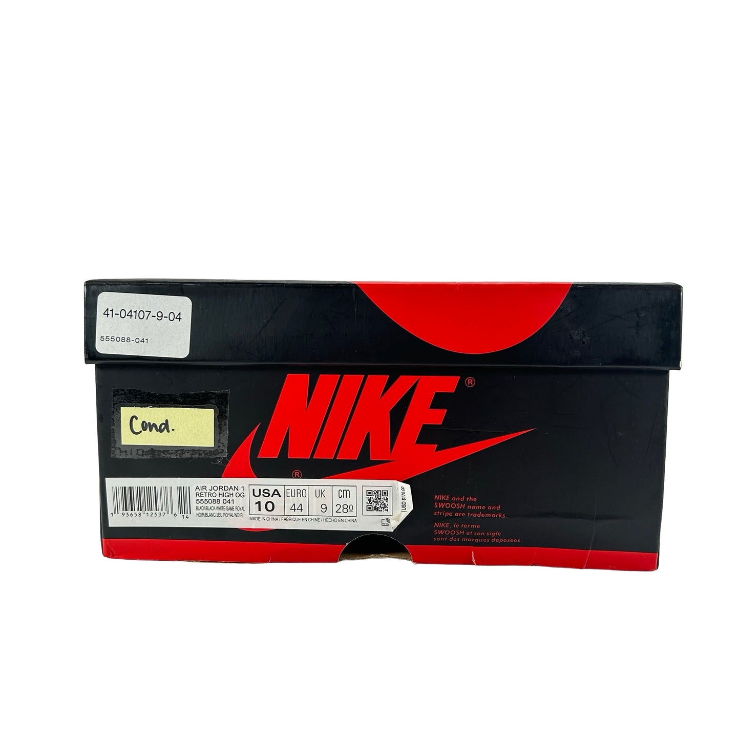 555088 041 Jordan 1 Royal Toe [CONDITIONAL] - 10 M (Yellowing)