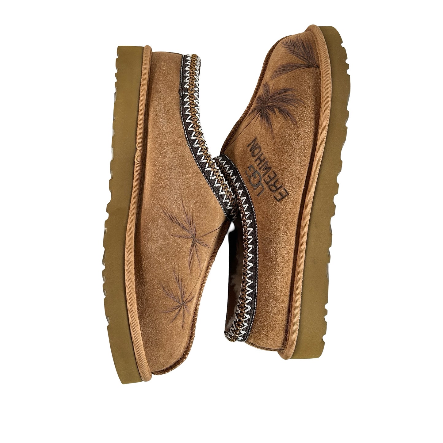 JonBoy x UGG Tasman Slipper Chestnut Erewhon Palm Trees