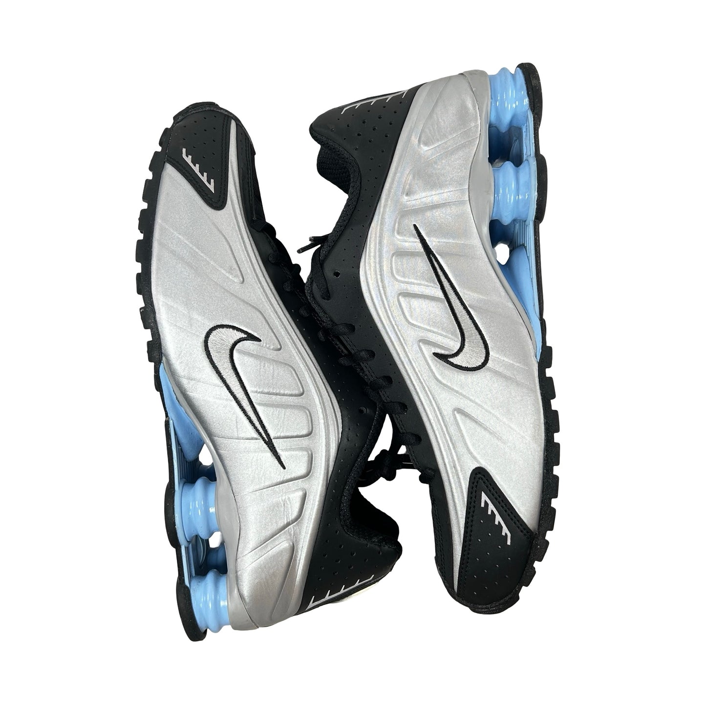 HQ1988 004 Nike Shox R4 Metallic Silver Black Psychic Blue [USED] -  9.5 M (Used) (No Box)