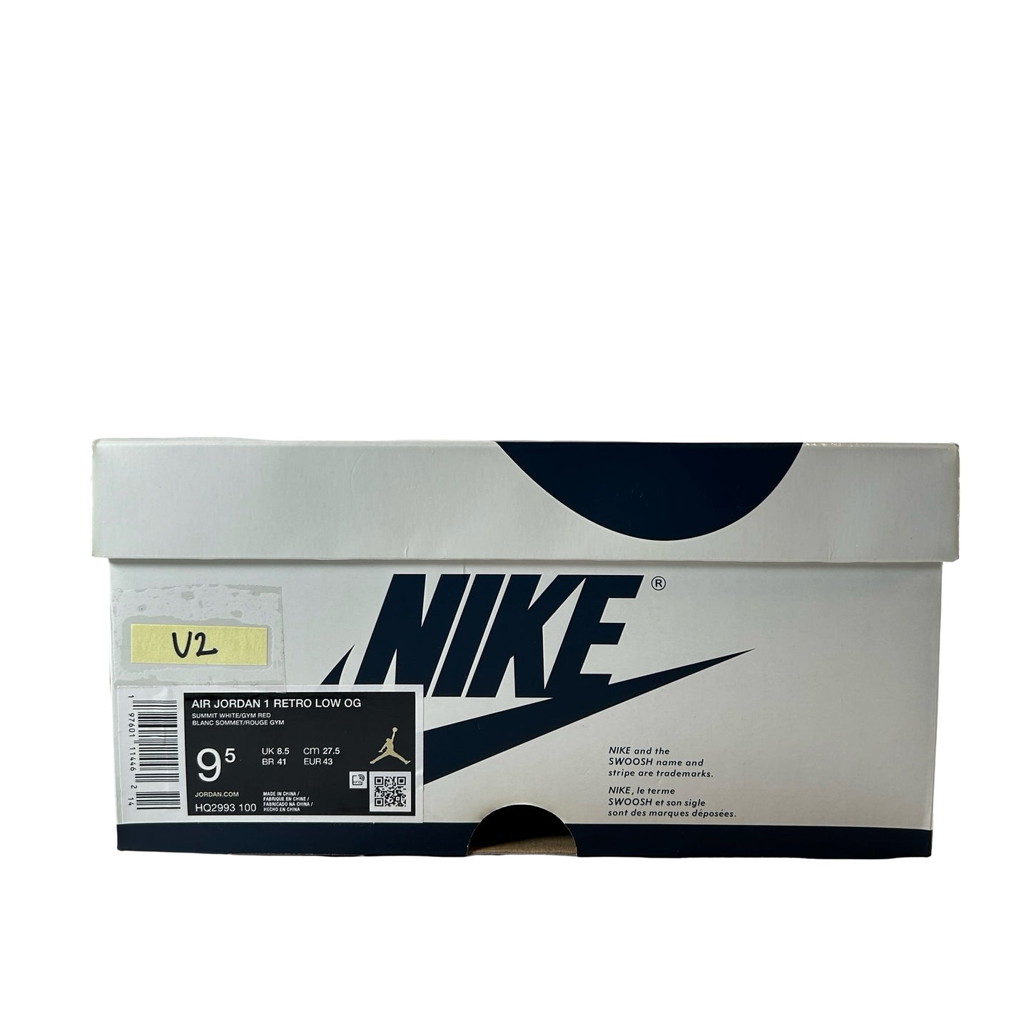 HQ2993 100 Jordan 1 Retro Low OG Howard University [USED] - 9.5 M (Used2)