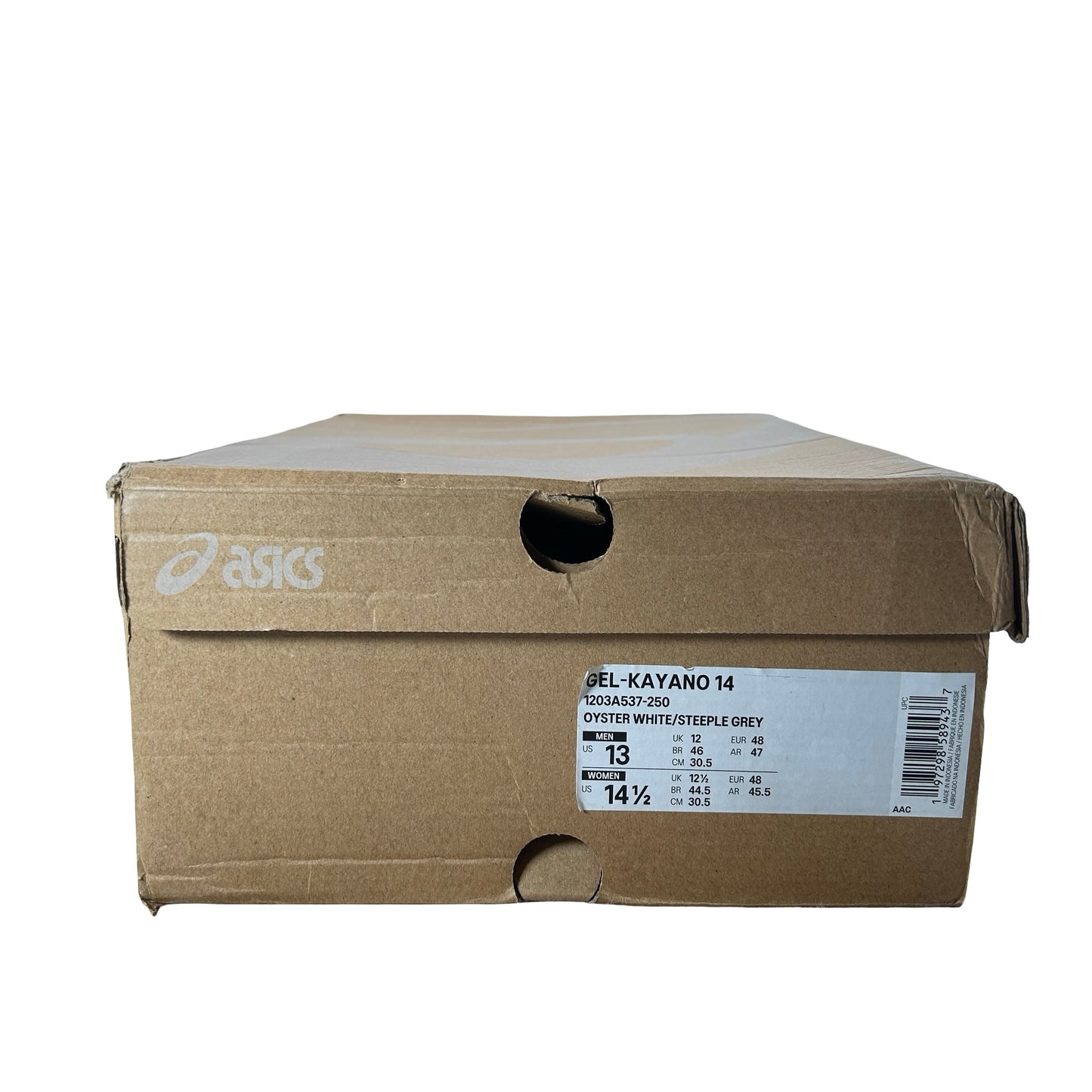1203A537 250 ASICS Gel-Kayano 14 Oyster White Steeple Grey [USED] - 13 M (Used)