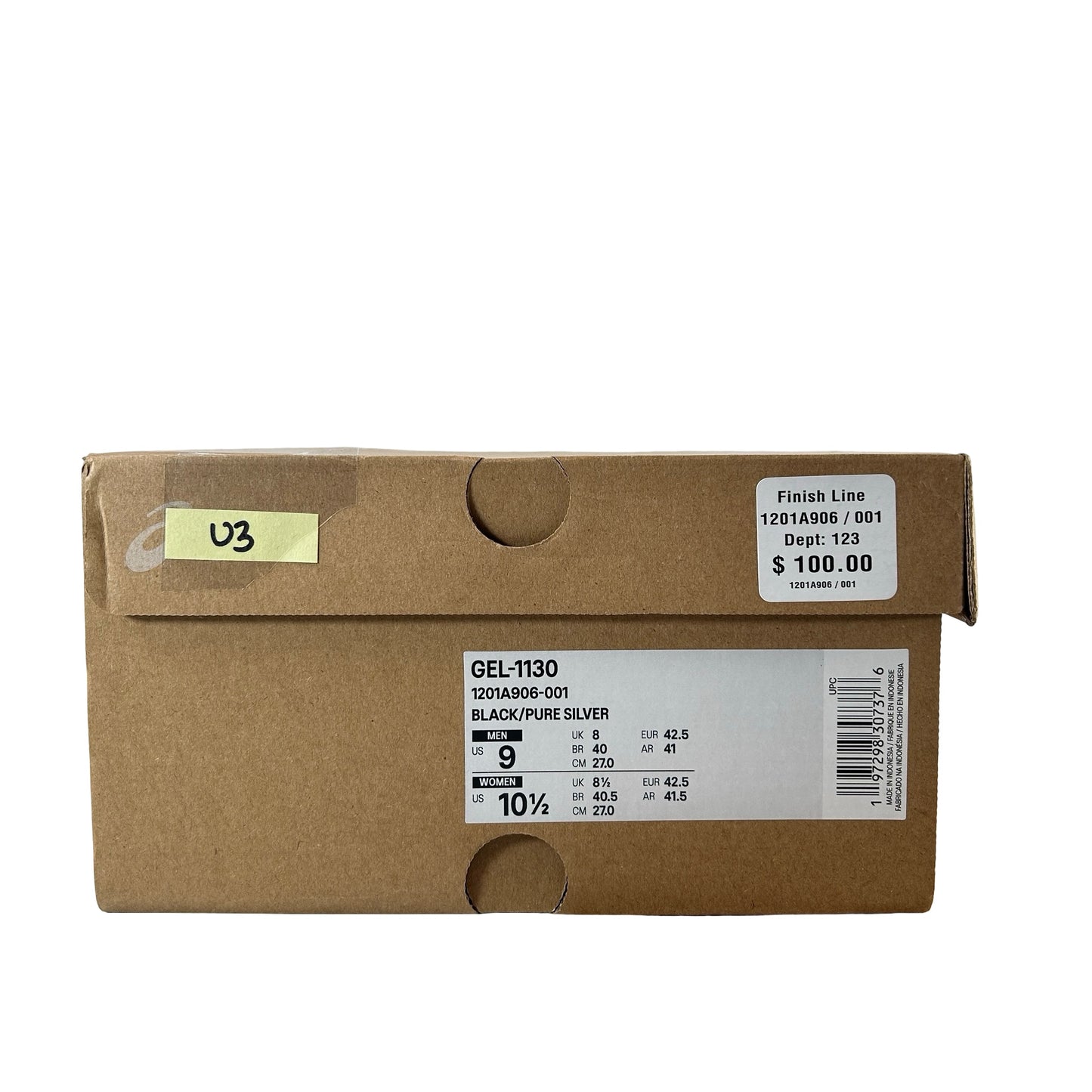 1201A906 001 ASICS Gel-1130 Black Pure Silver [USED] - 9 M (Used3)