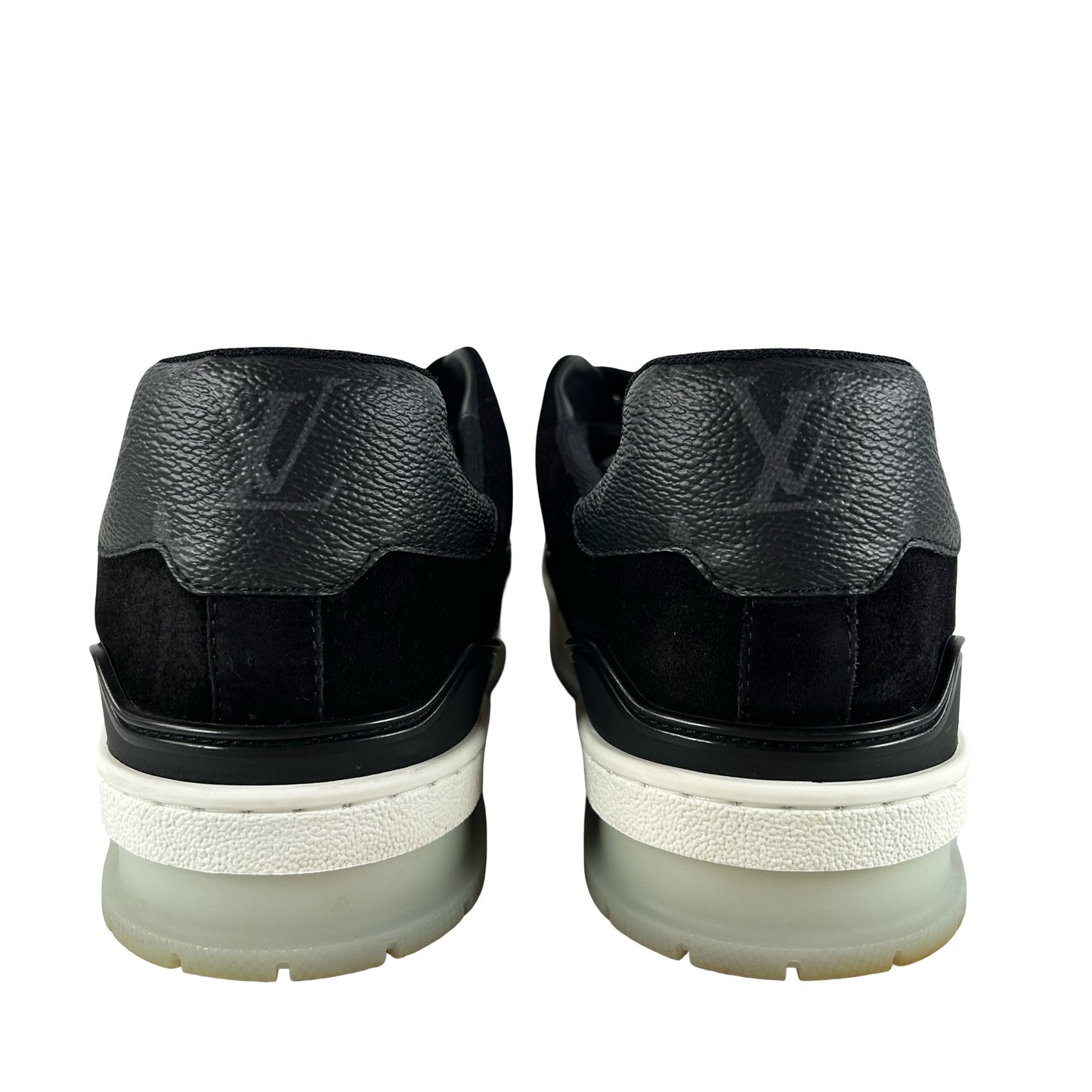 1A8PU7 Louis Vuitton Trainer Monogram Eclipse Sneakers [USED] - 6 LV (7.5 US) (Used) (No Box)