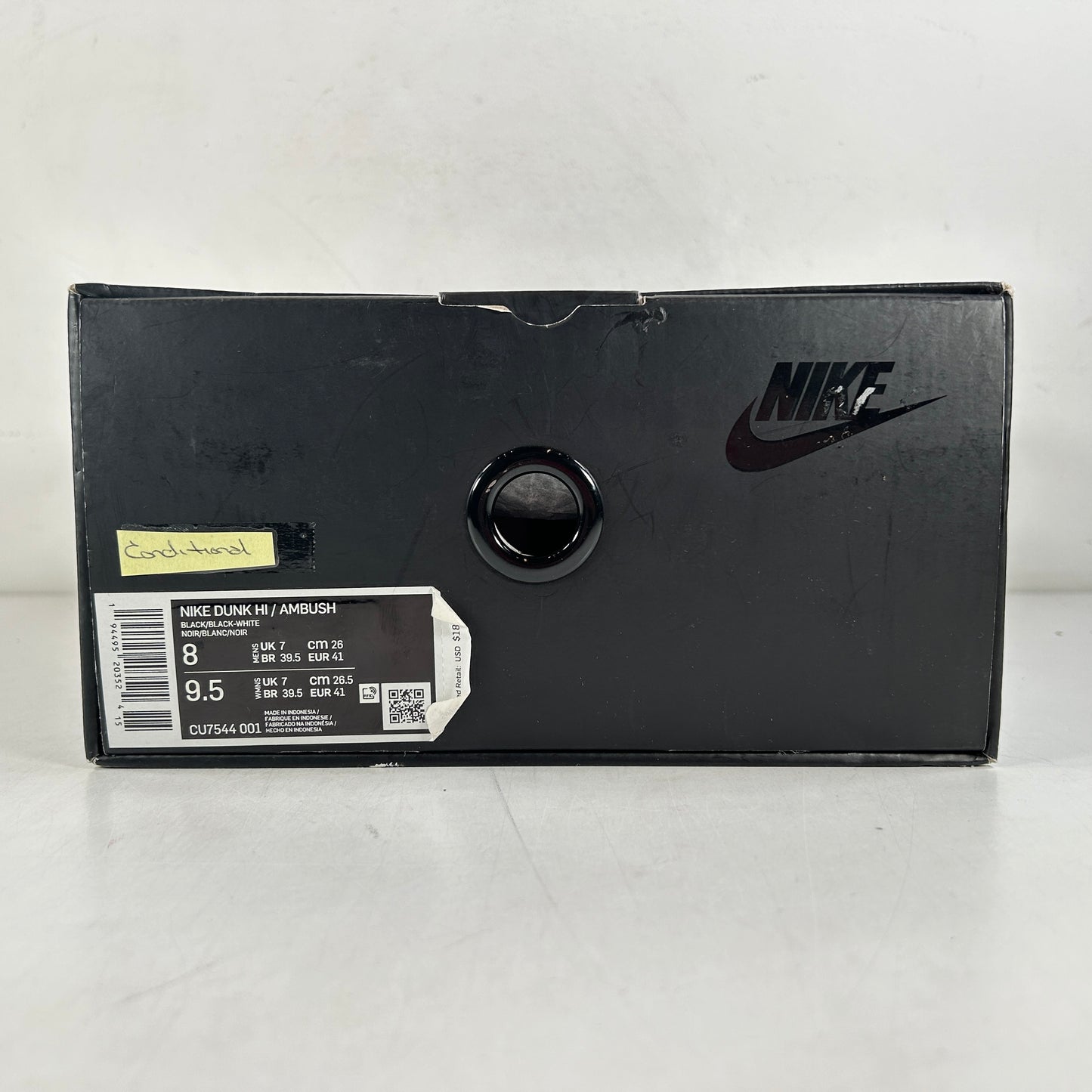 CU7544 001 Nike Dunk High AMBUSH Black White [CONDITIONAL] - 8 M (Left Midsole Yellowing)