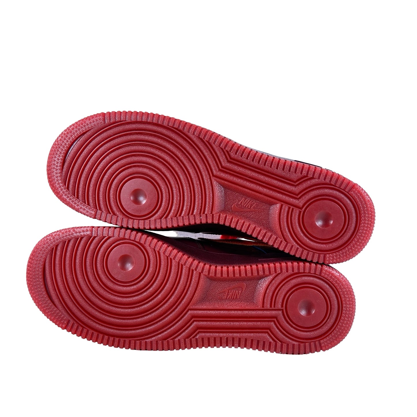IO4489 601 Nike Air Force 1 Low Patent Leather Dark Team Red Safety Orange - 9.5 M (Small Scuff On Inner Right Heel)