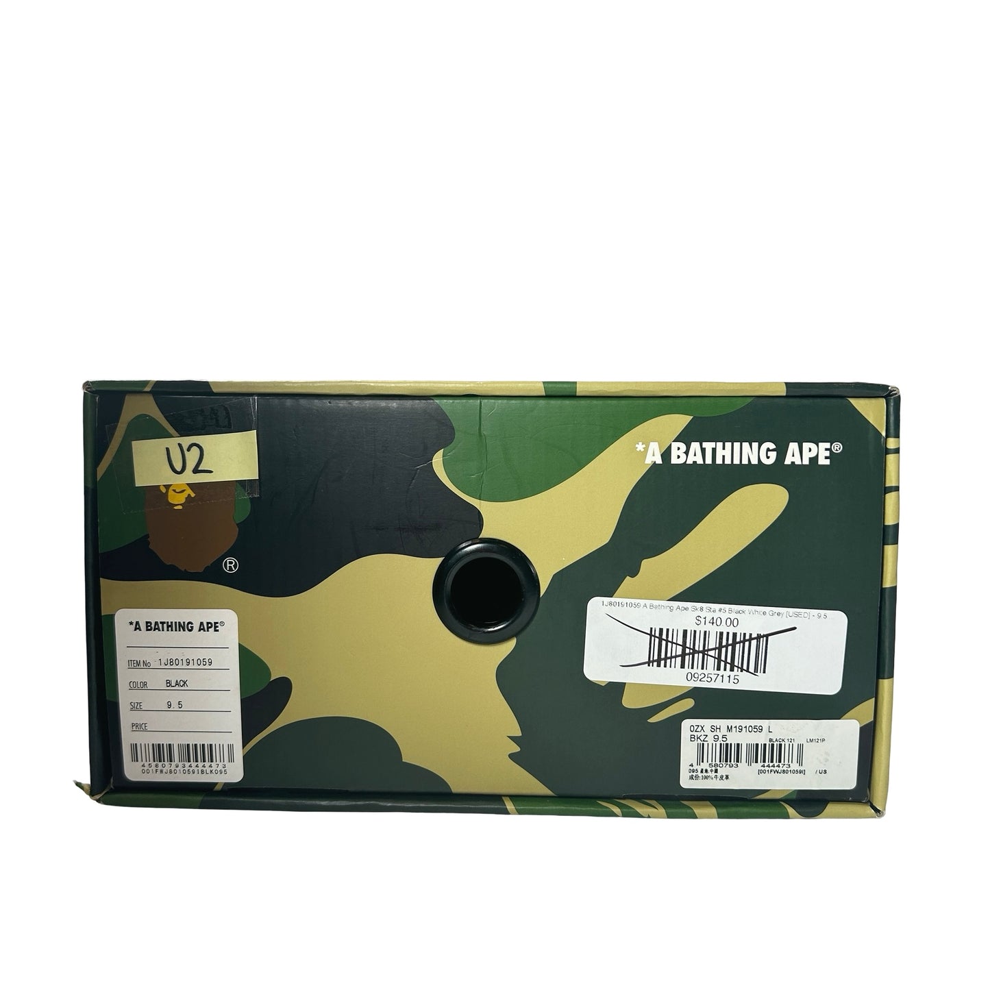 1J80191059 A Bathing Ape Sk8 Sta #5 Black White Grey [USED] - 9.5 M (Used2)