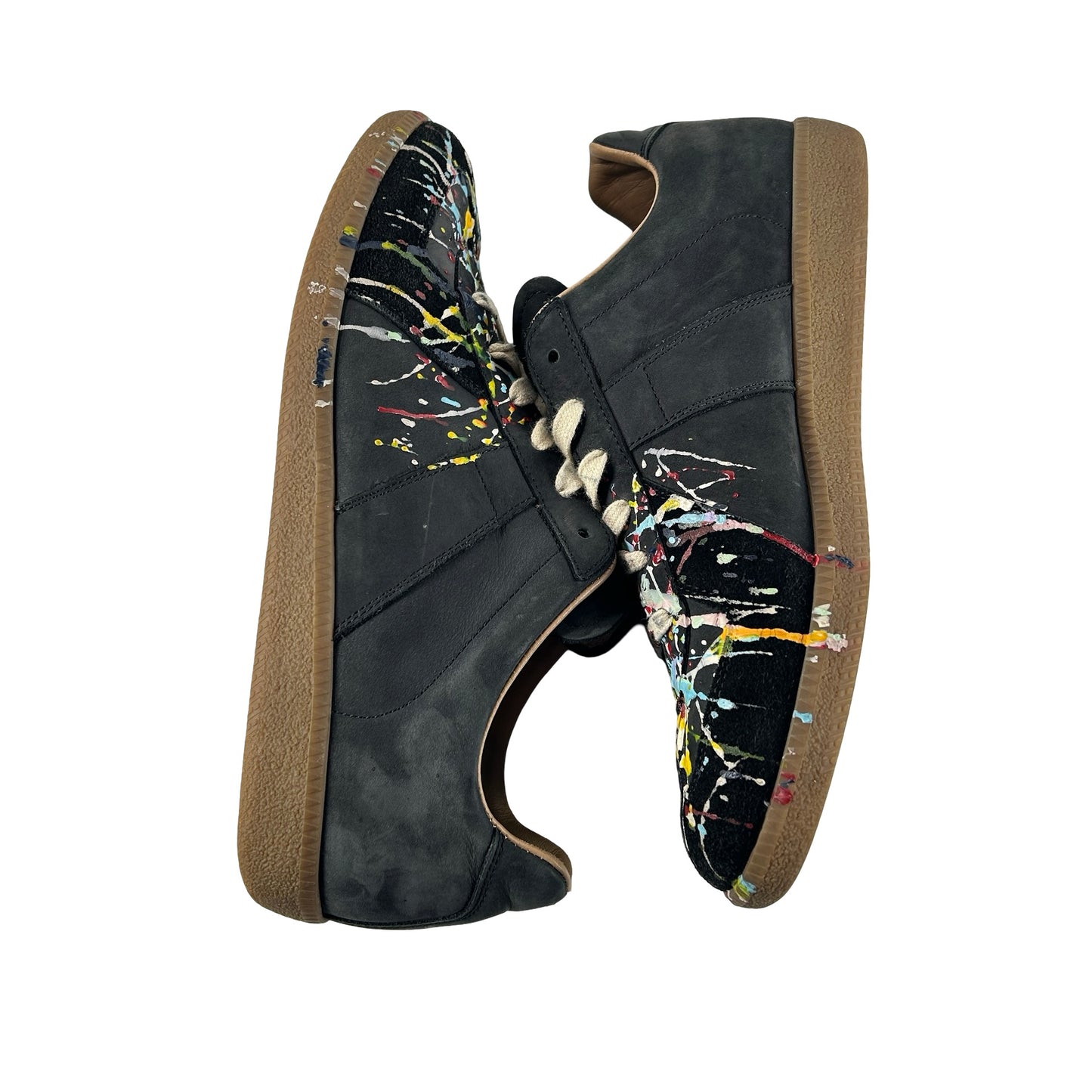 S57WS0240P1892963 Maison Margiela Paint Replica German Army Trainer (GAT) Black [USED] - 42.5 EU (Used) (No Box)