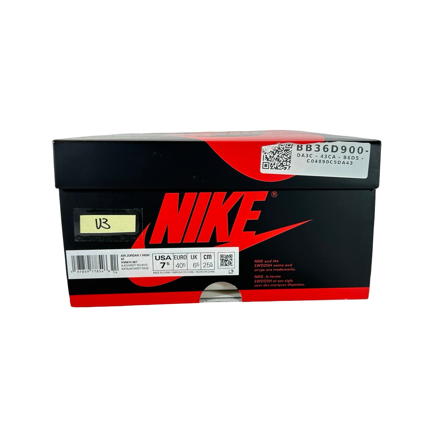 HV6674 067 Jordan 1 Retro High '85 OG Bred (2025) [USED] - 7.5 M (Used3)