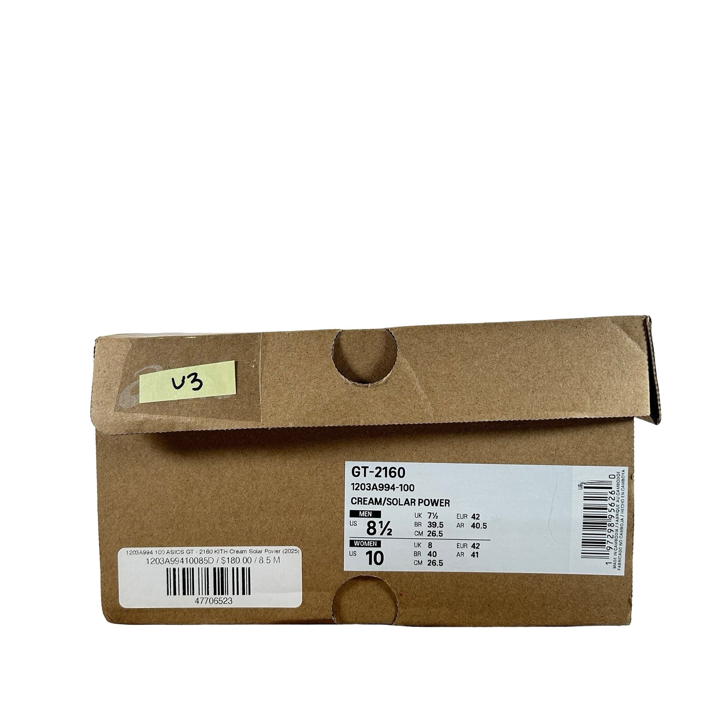 1203A994 100 ASICS GT - 2160 KITH Cream Solar Power (2025) [USED] - 8.5 M (Used3)