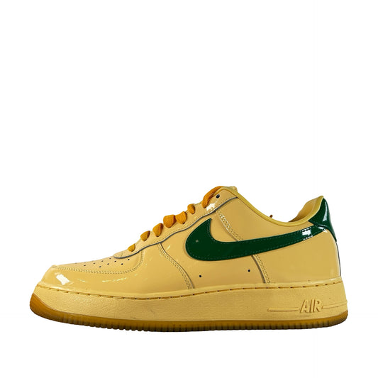 IO4489 700 Nike Air Force 1 Low Patent Leather Topaz Gold Pine Green [USED] - 12.5 M (Used)