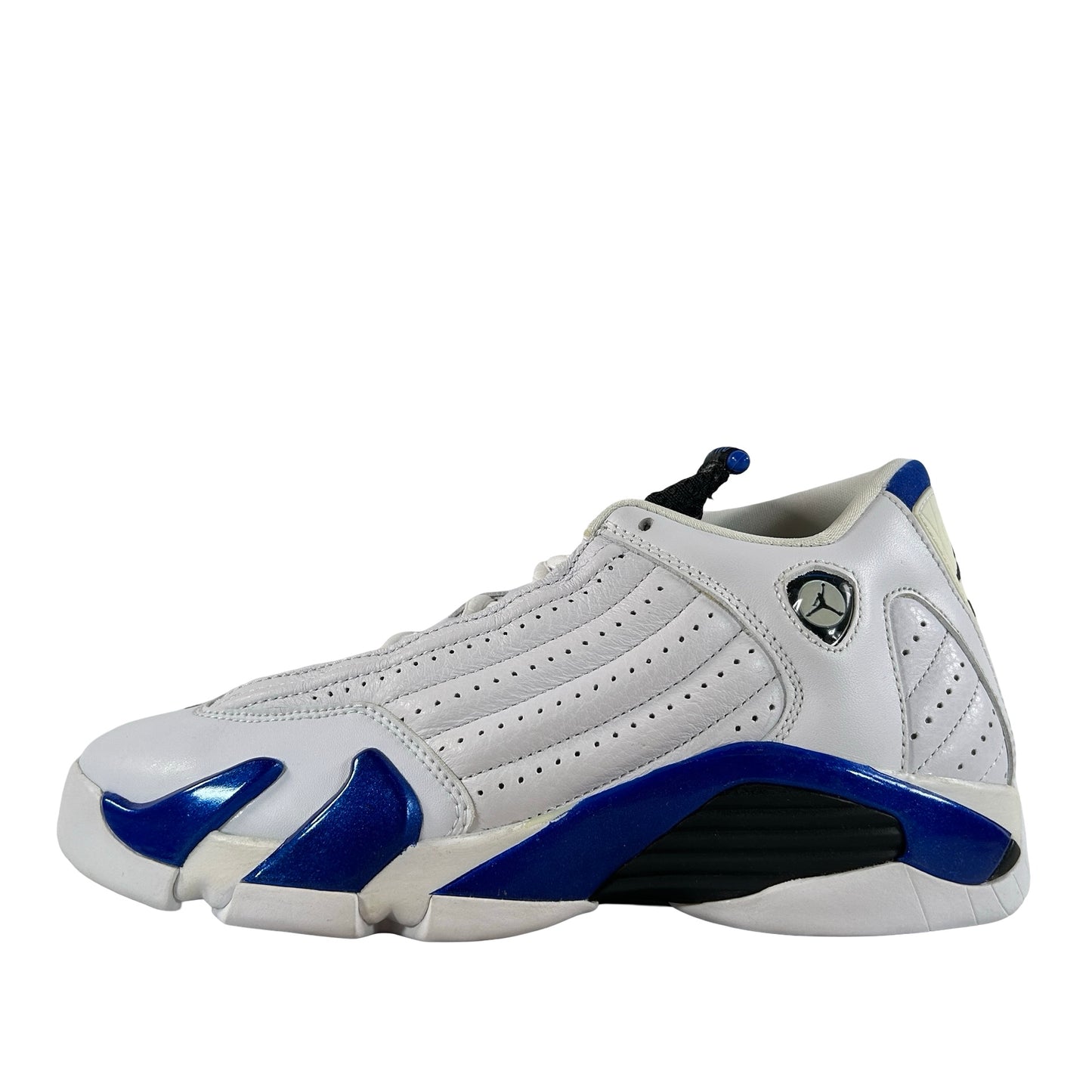 487524 104 Jordan 14 Retro White Hyper Royal (GS) [CONDITIONAL] - 6 Y (Yellowing on heel tab)