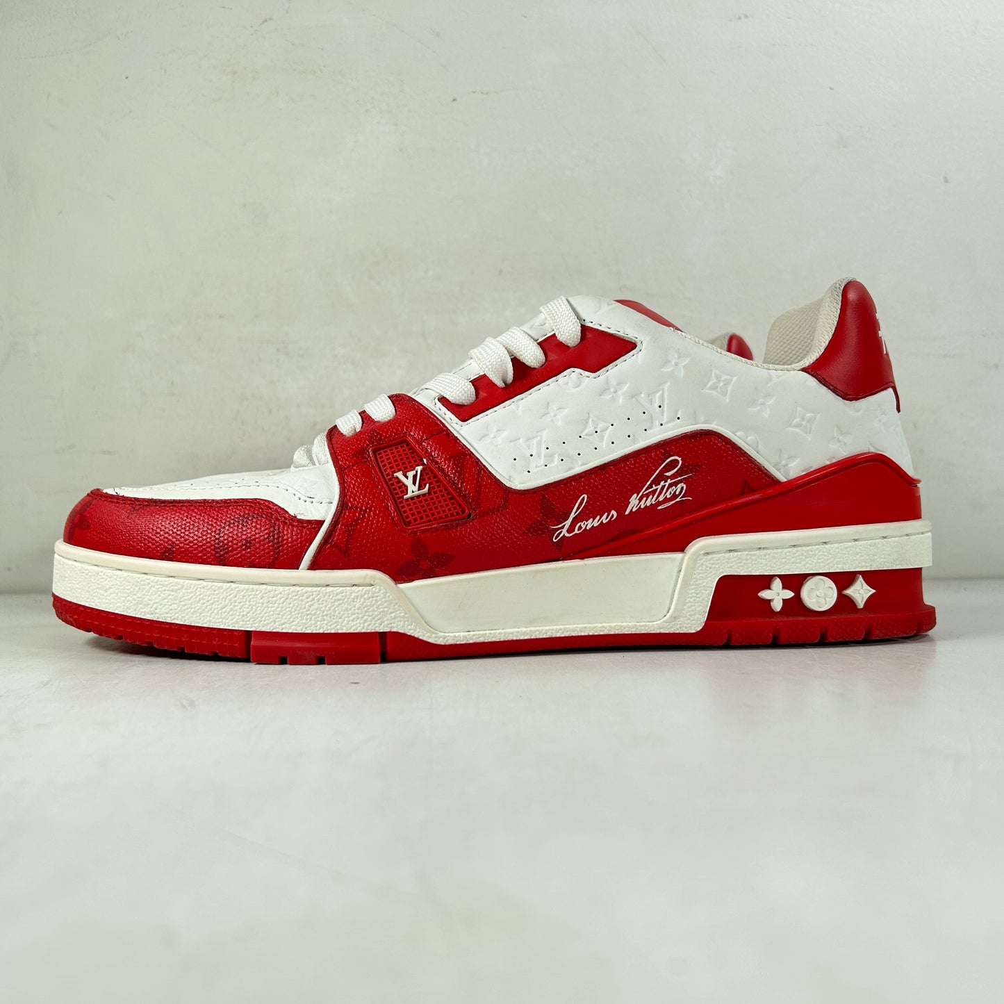 1AANFJ / 1AANFH Louis Vuitton Trainer #54 Signature Red White [USED] - LV 7 (Used) (No Box)