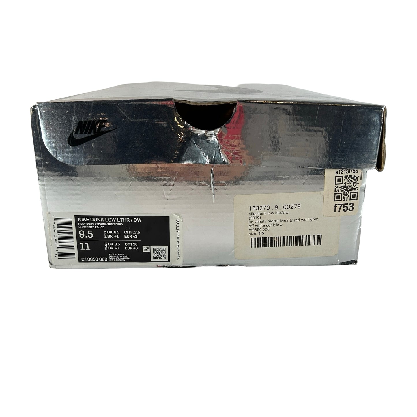 CT0856 600 Dunk Low Off-White Red [USED] - 9.5 M (Used)