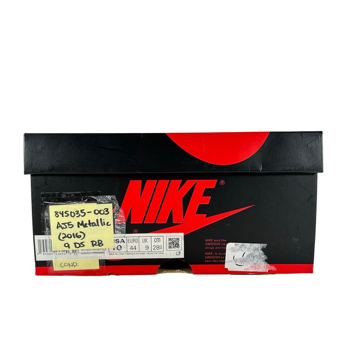 845035 003 Jordan 5 Retro Black Metallic (2016) [CONDITIONAL] - 9 M (Slight Yellowing) (Replace Box)
