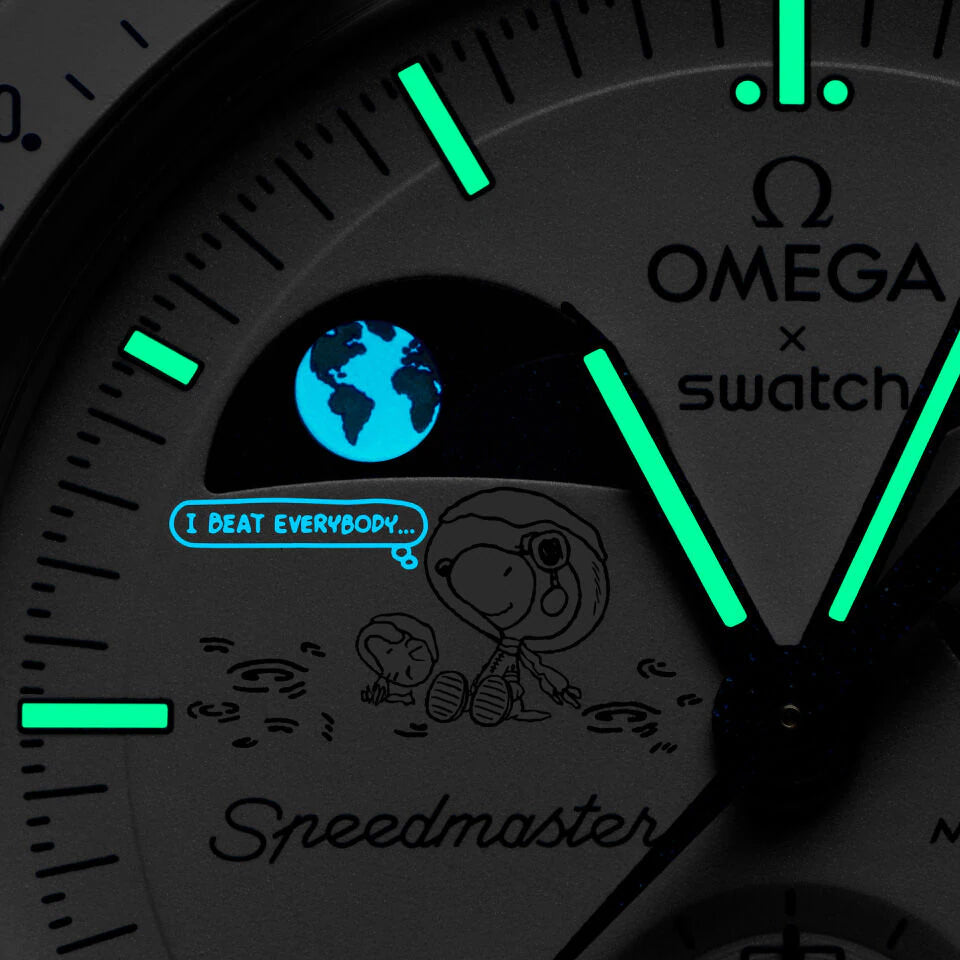 SO33W701L Swatch x Omega Bioceramic Moonswatch Mission To Earthphase Moonshine Snoopy Gold (Cold Moon)
