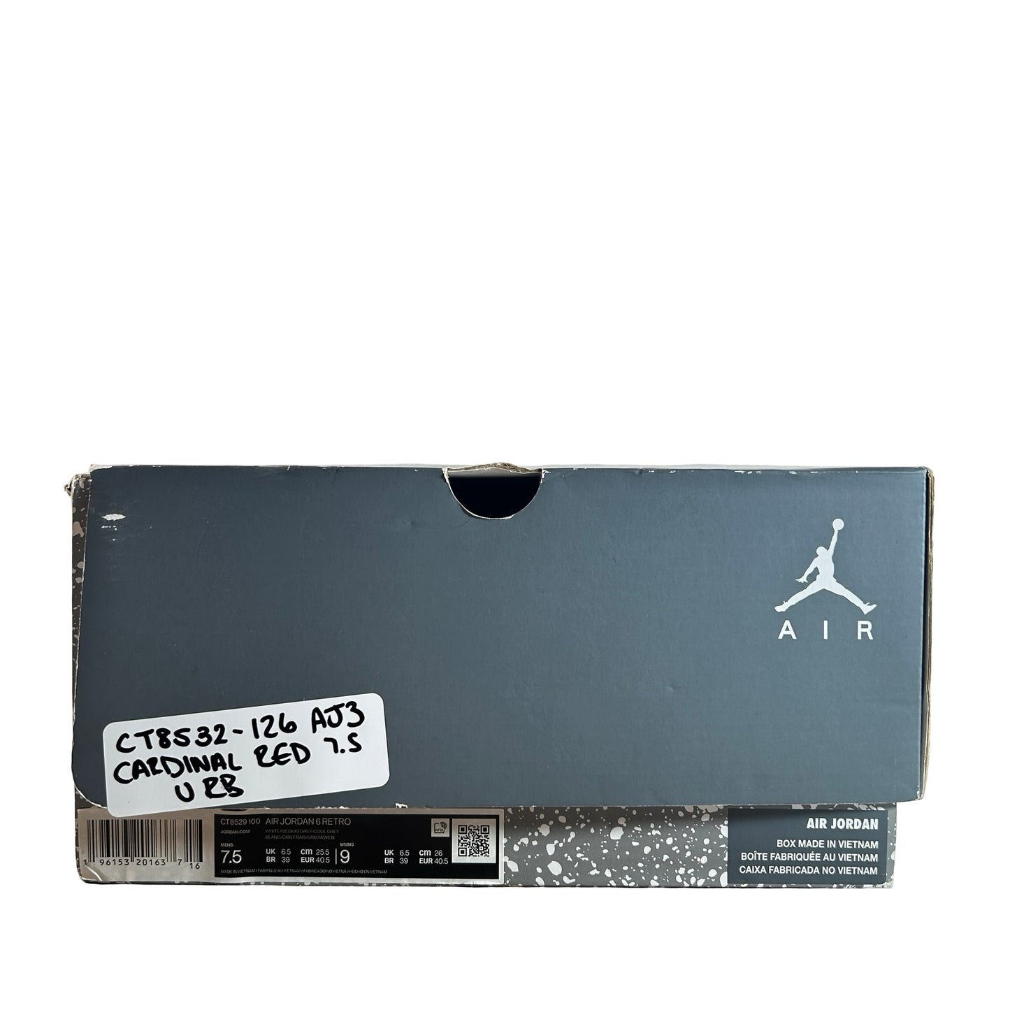 CT8532 126 Jordan 3 Retro Cardinal Red [USED] - 7.5 M (Used) (Replace Box)