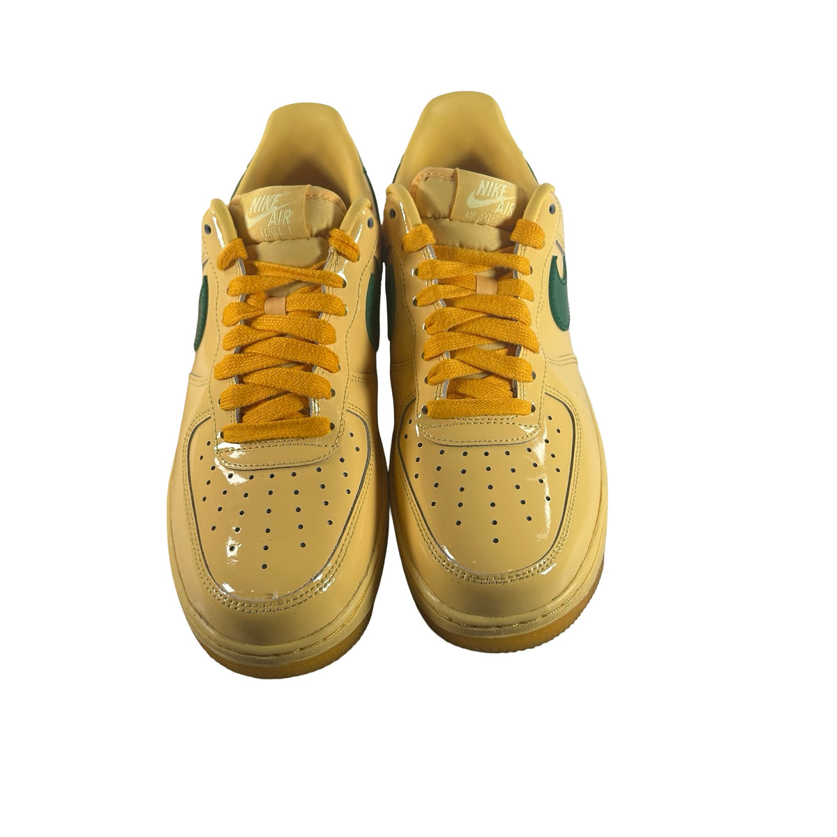 IO4489 700 Nike Air Force 1 Low Patent Leather Topaz Gold Pine Green [USED] - 8.5 M (Used)