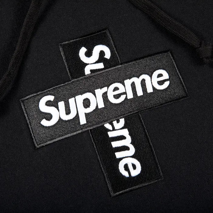 Supreme Cross Box Logo Hooded Sweatshirt Black [USED] - M (Used2)