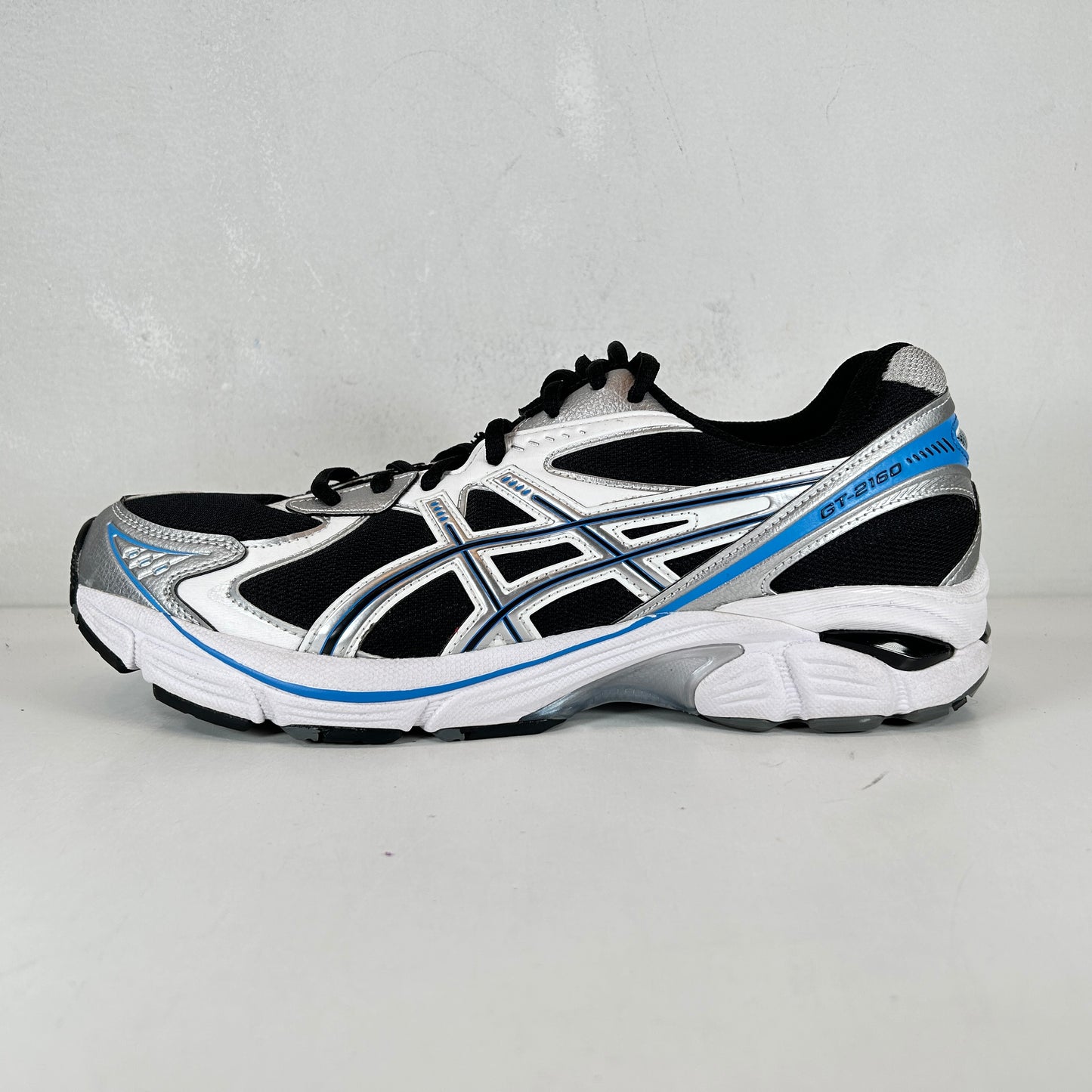 1203A320 004 ASICS GT-2160 Black Pure Silver Bright Blue [USED] - 10.5 M (Used) (No Box)