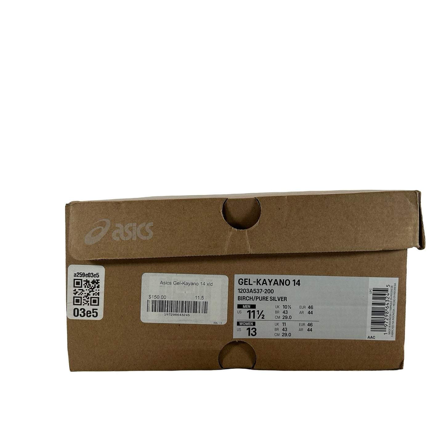 1203A537 200 ASICS Gel-Kayano 14 Birch Pure Silver [USED] - 11.5 M (Used)