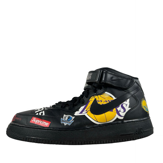 AQ8017 001 Nike Air Force 1 Mid Supreme NBA Black [USED] - 12 M (Used) (No Box)
