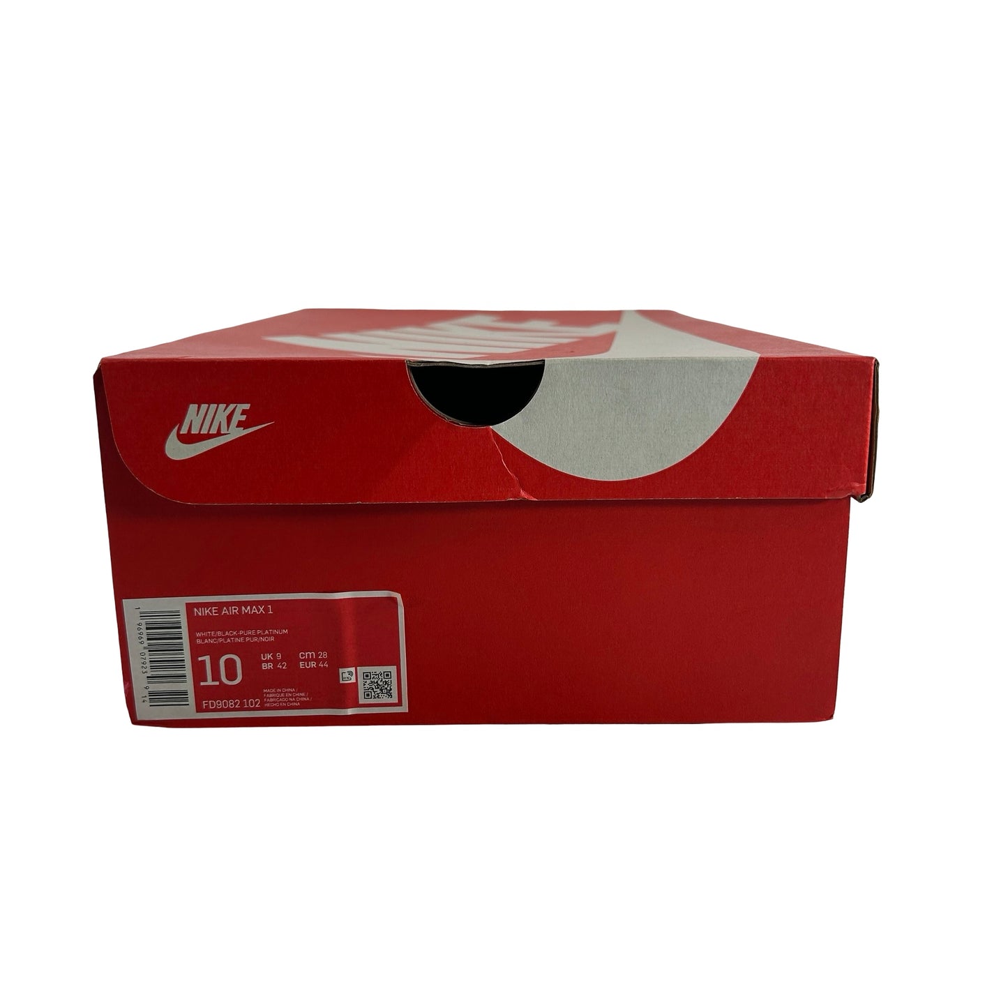 FD9082 102 Nike Air Max 1 White Black Medium Olive [USED] - 10 M (Used)