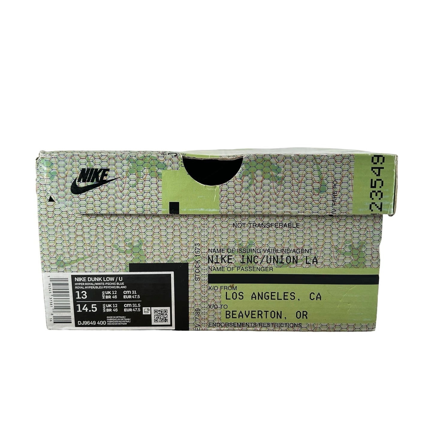 DJ9649 400 Nike Dunk Low Union Passport Pack Argon [USED] - 13 M (Used)